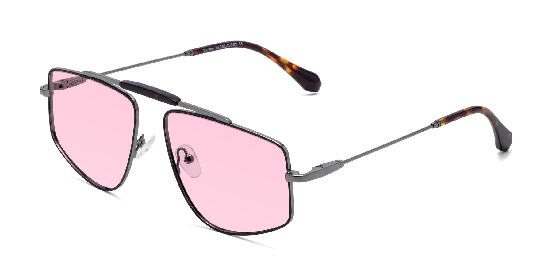 Angle of Santini in Black-Gunmetal with Light Pink Tinted Lenses