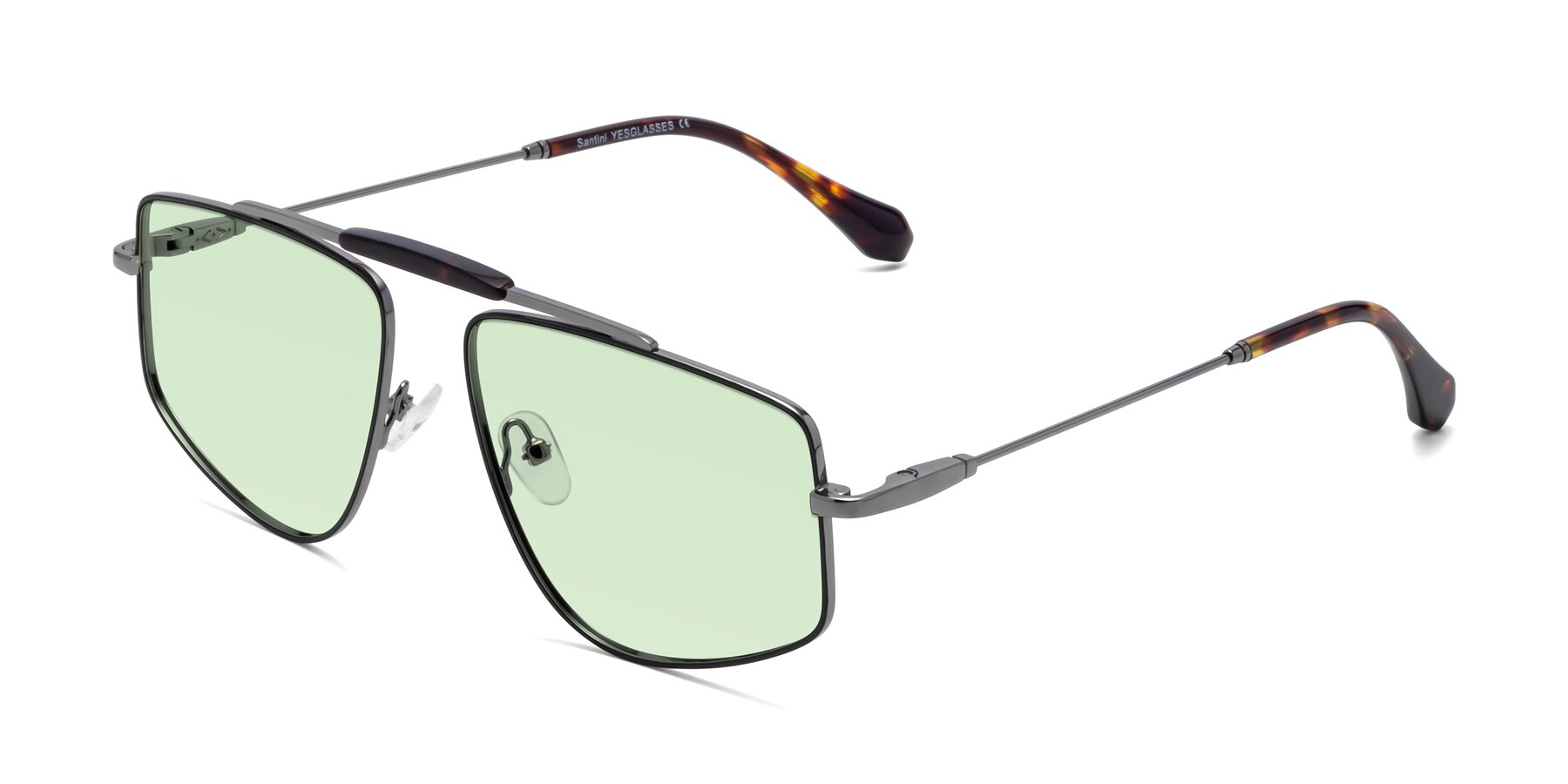 Angle of Santini in Black-Gunmetal with Light Green Tinted Lenses