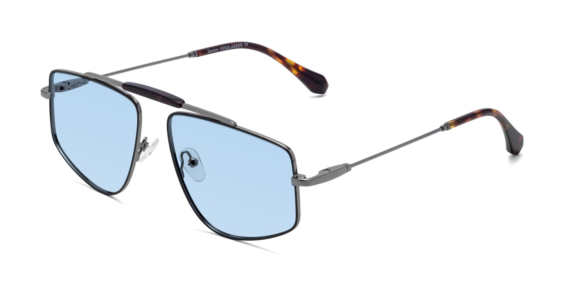 Angle of Santini in Black-Gunmetal with Light Blue Tinted Lenses