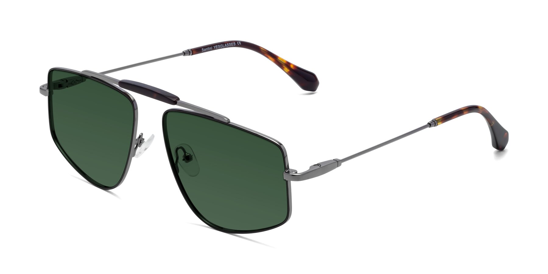 Angle of Santini in Black-Gunmetal with Green Tinted Lenses