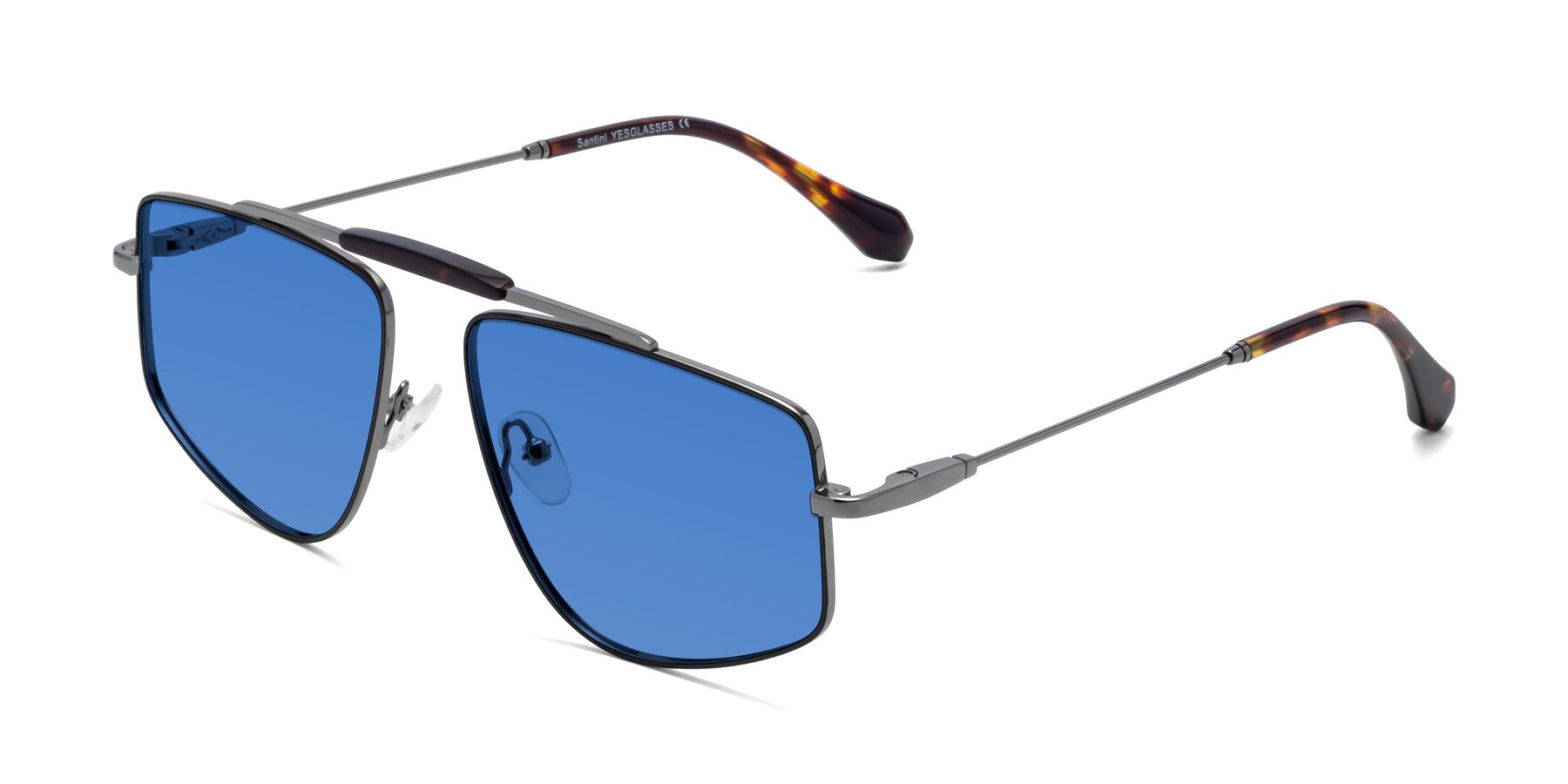 Angle of Santini in Black-Gunmetal with Blue Tinted Lenses