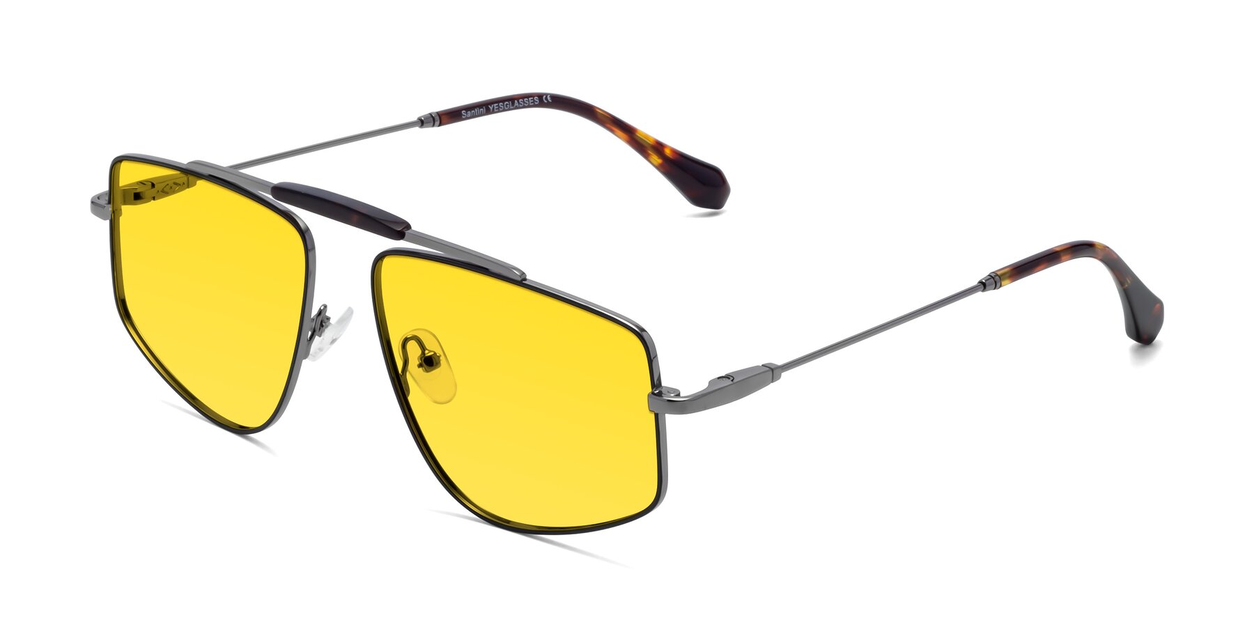 Angle of Santini in Black-Gunmetal with Yellow Tinted Lenses