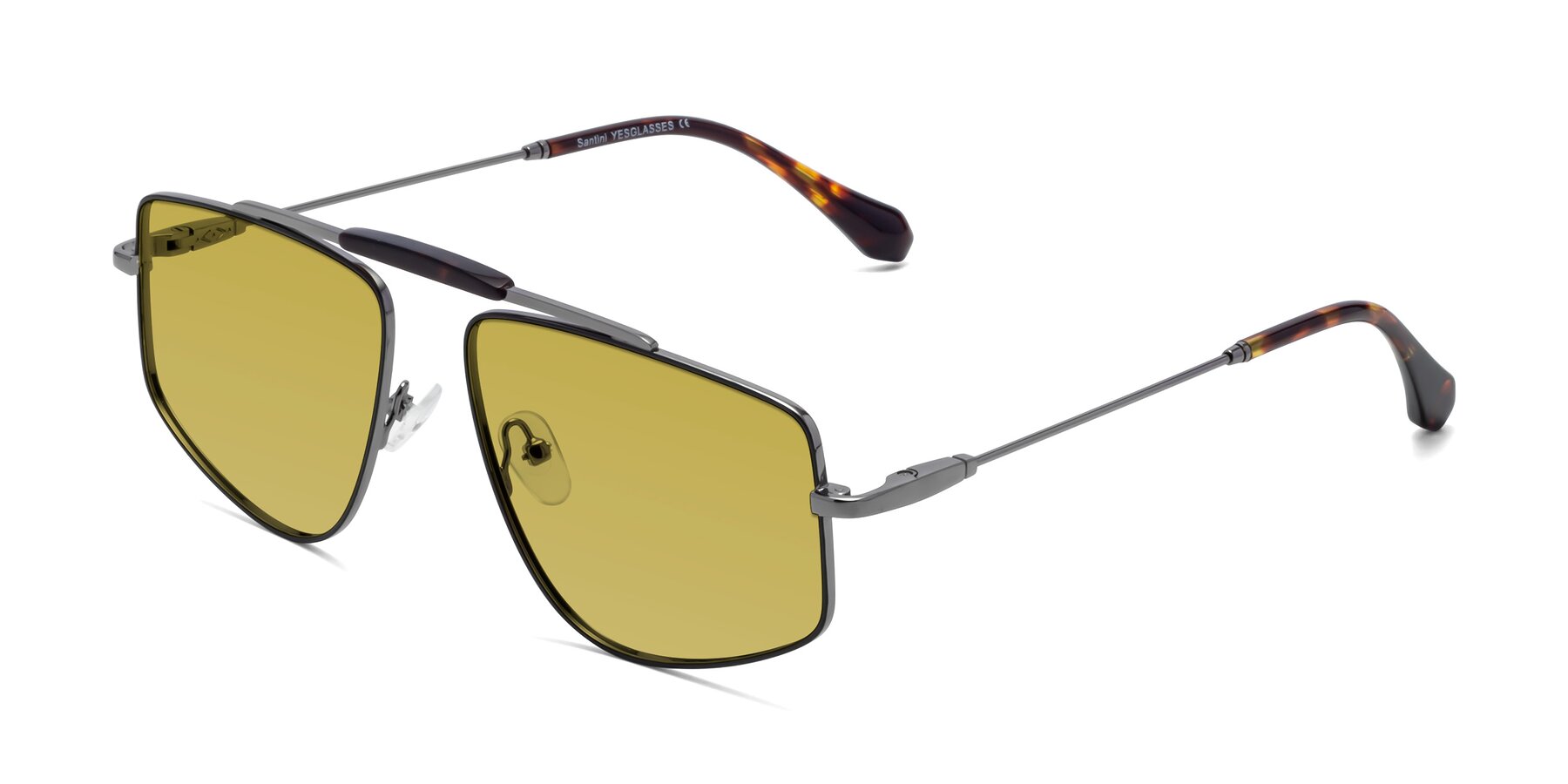 Angle of Santini in Black-Gunmetal with Champagne Tinted Lenses