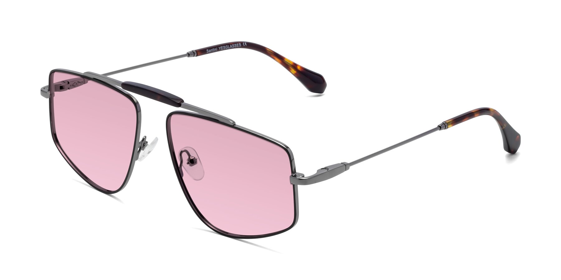 Angle of Santini in Black-Gunmetal with Light Wine Tinted Lenses