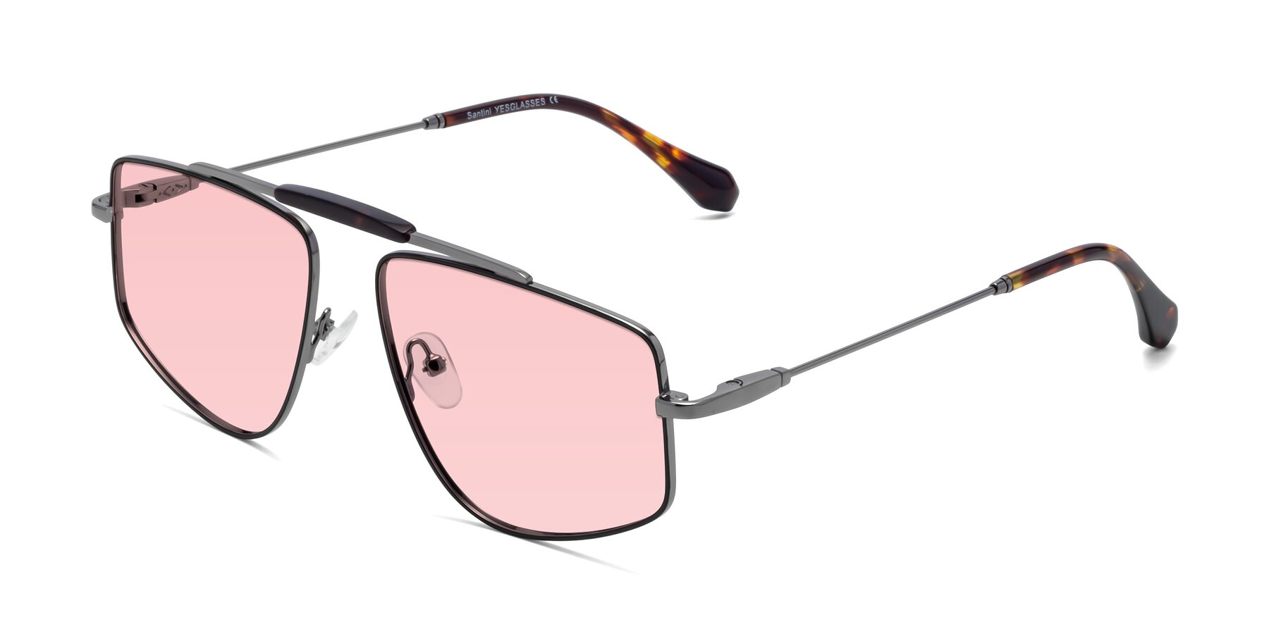 Angle of Santini in Black-Gunmetal with Light Garnet Tinted Lenses