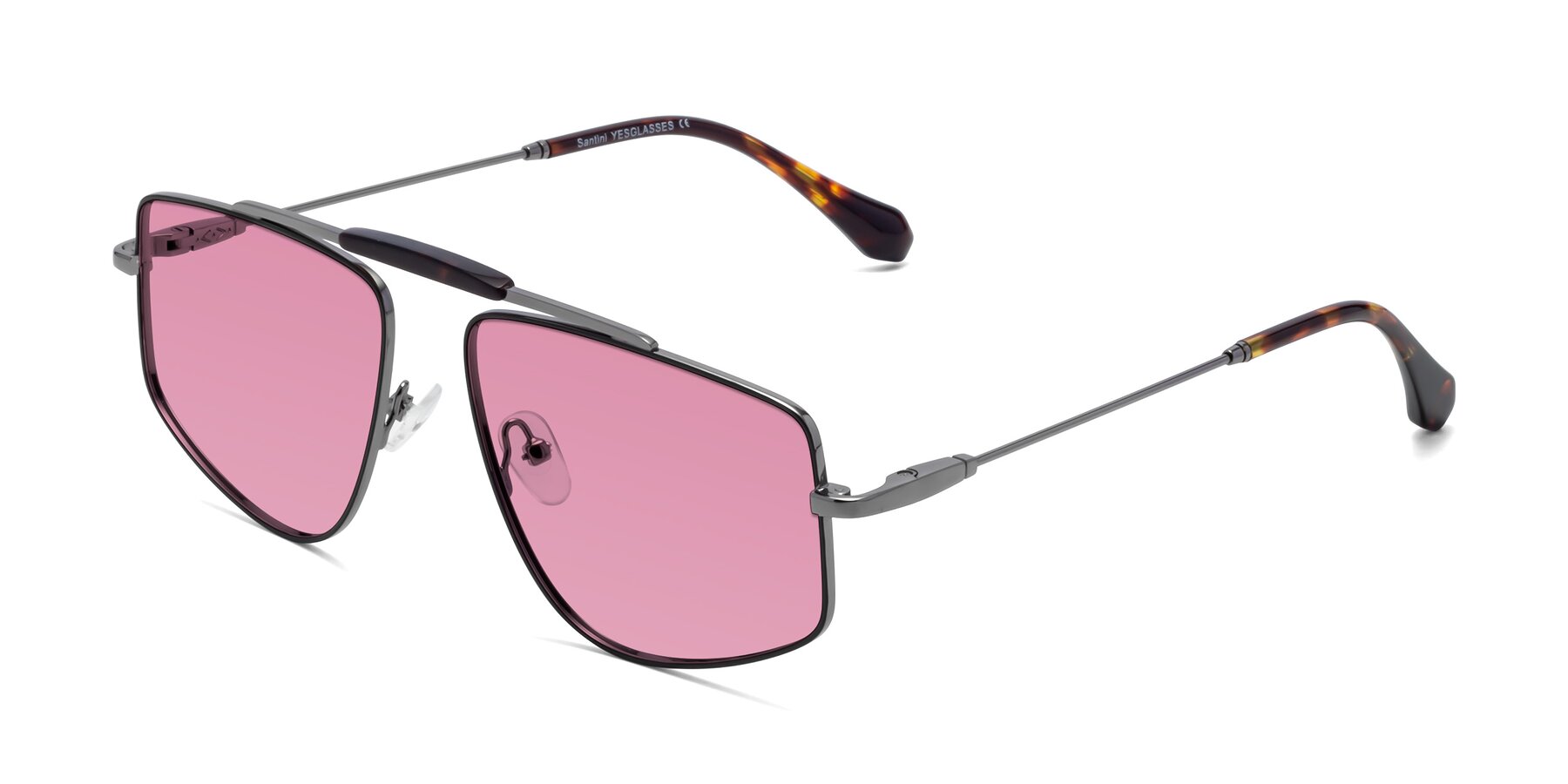 Angle of Santini in Black-Gunmetal with Medium Wine Tinted Lenses