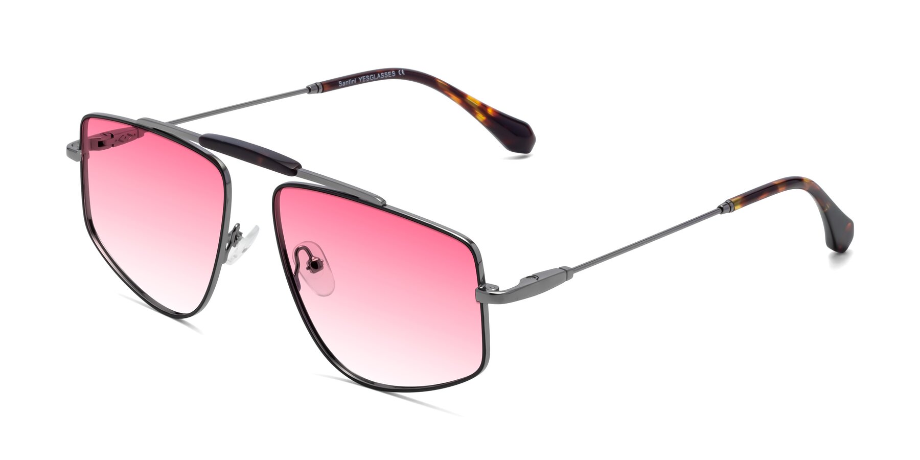 Angle of Santini in Black-Gunmetal with Pink Gradient Lenses