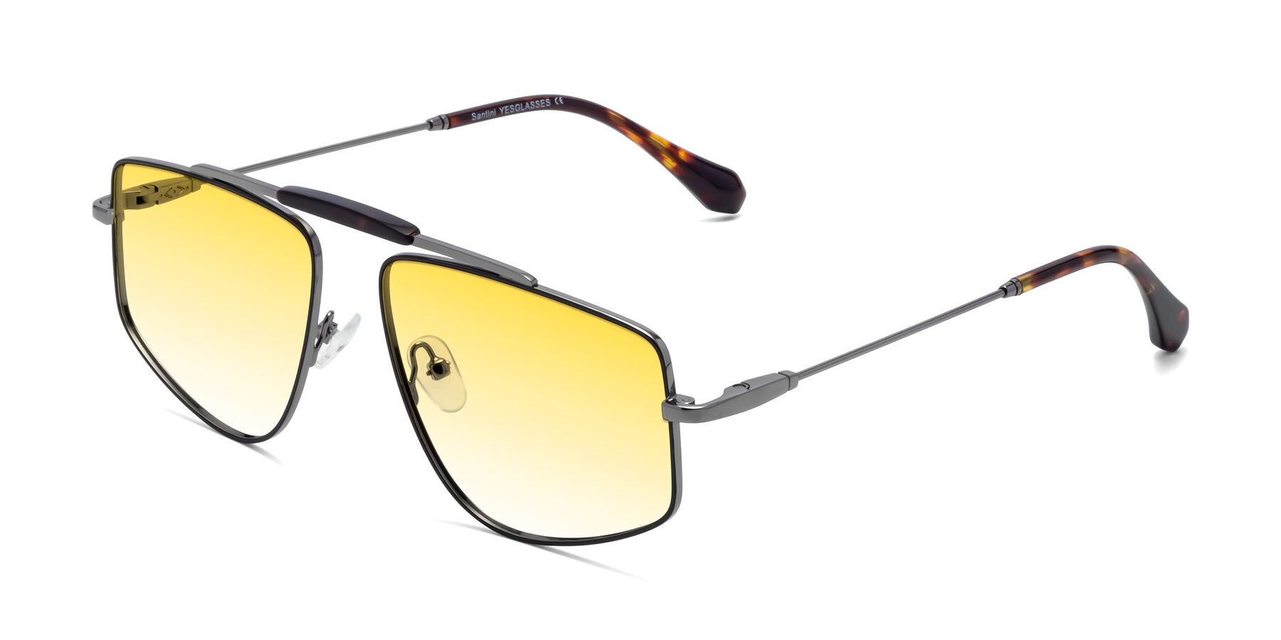 Angle of Santini in Black-Gunmetal with Yellow Gradient Lenses