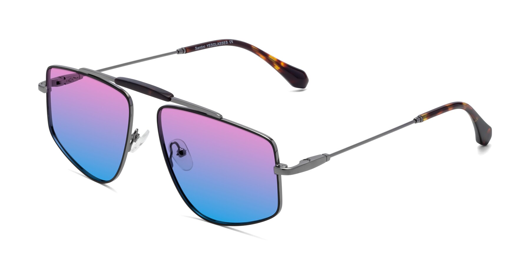 Angle of Santini in Black-Gunmetal with Pink / Blue Gradient Lenses