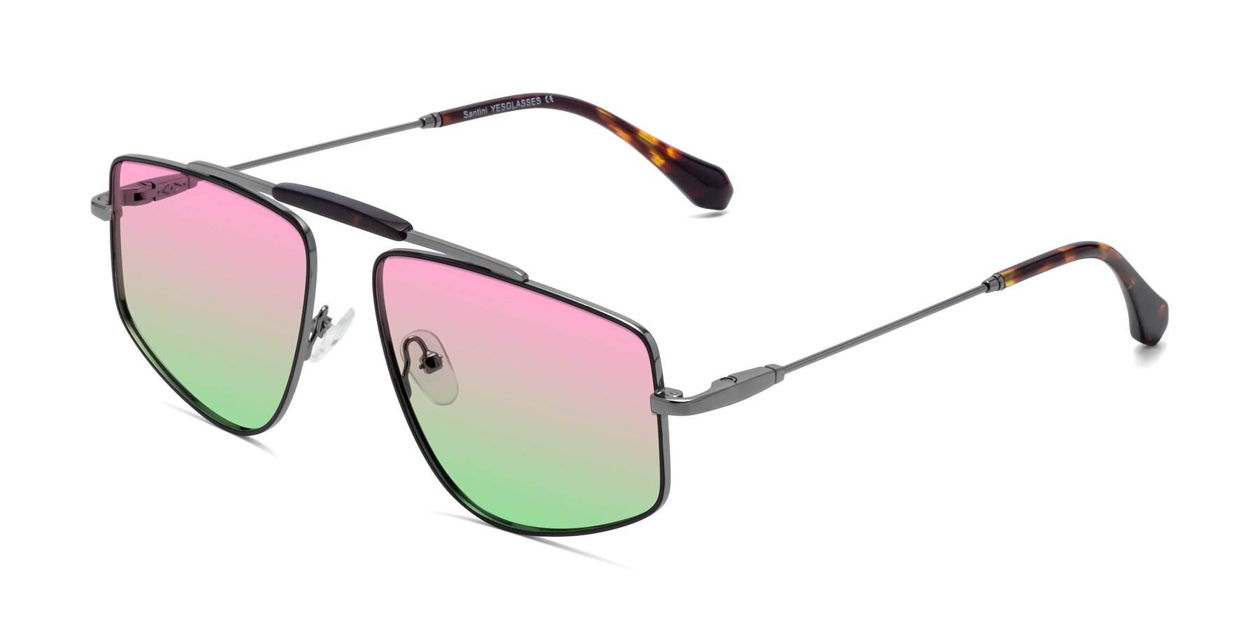 Angle of Santini in Black-Gunmetal with Pink / Green Gradient Lenses