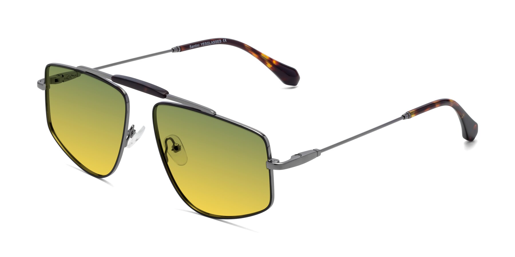 Angle of Santini in Black-Gunmetal with Green / Yellow Gradient Lenses