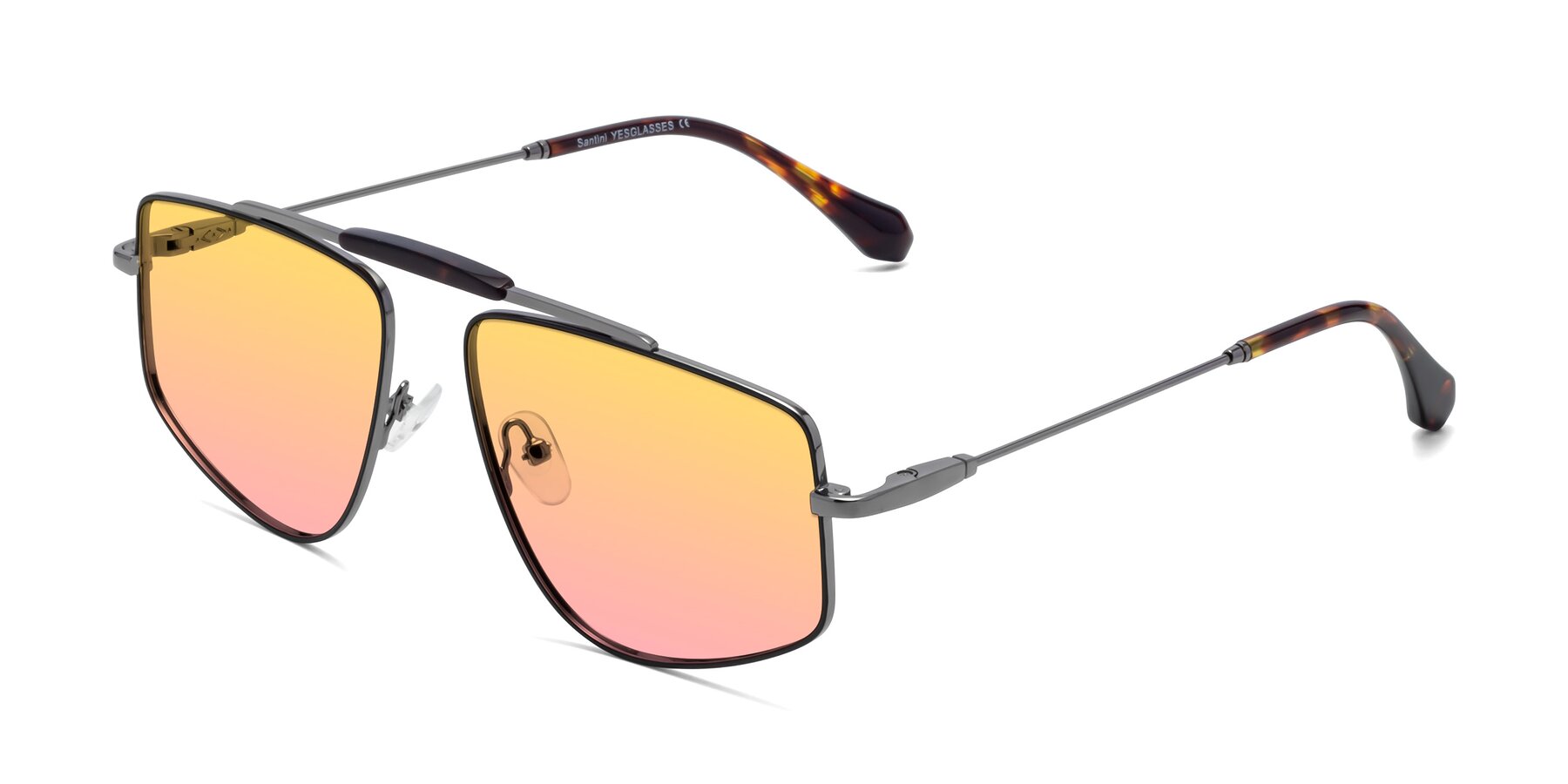 Angle of Santini in Black-Gunmetal with Yellow / Pink Gradient Lenses