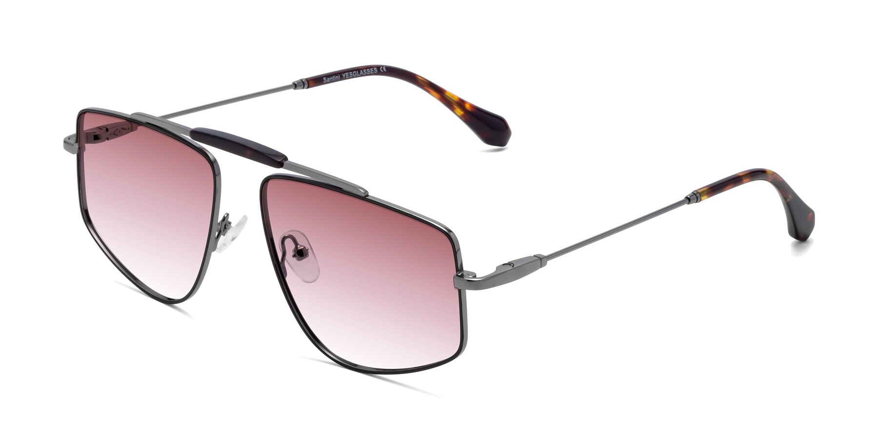 Angle of Santini in Black-Gunmetal with Garnet Gradient Lenses