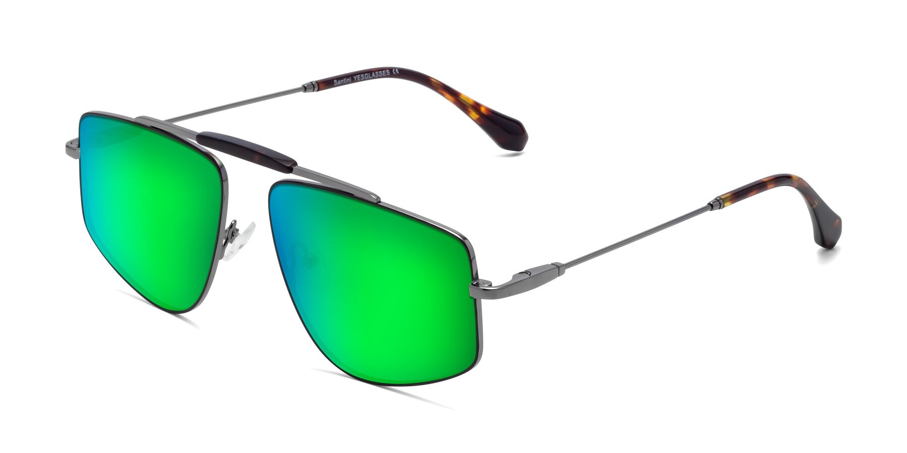 Angle of Santini in Black-Gunmetal with Green Mirrored Lenses