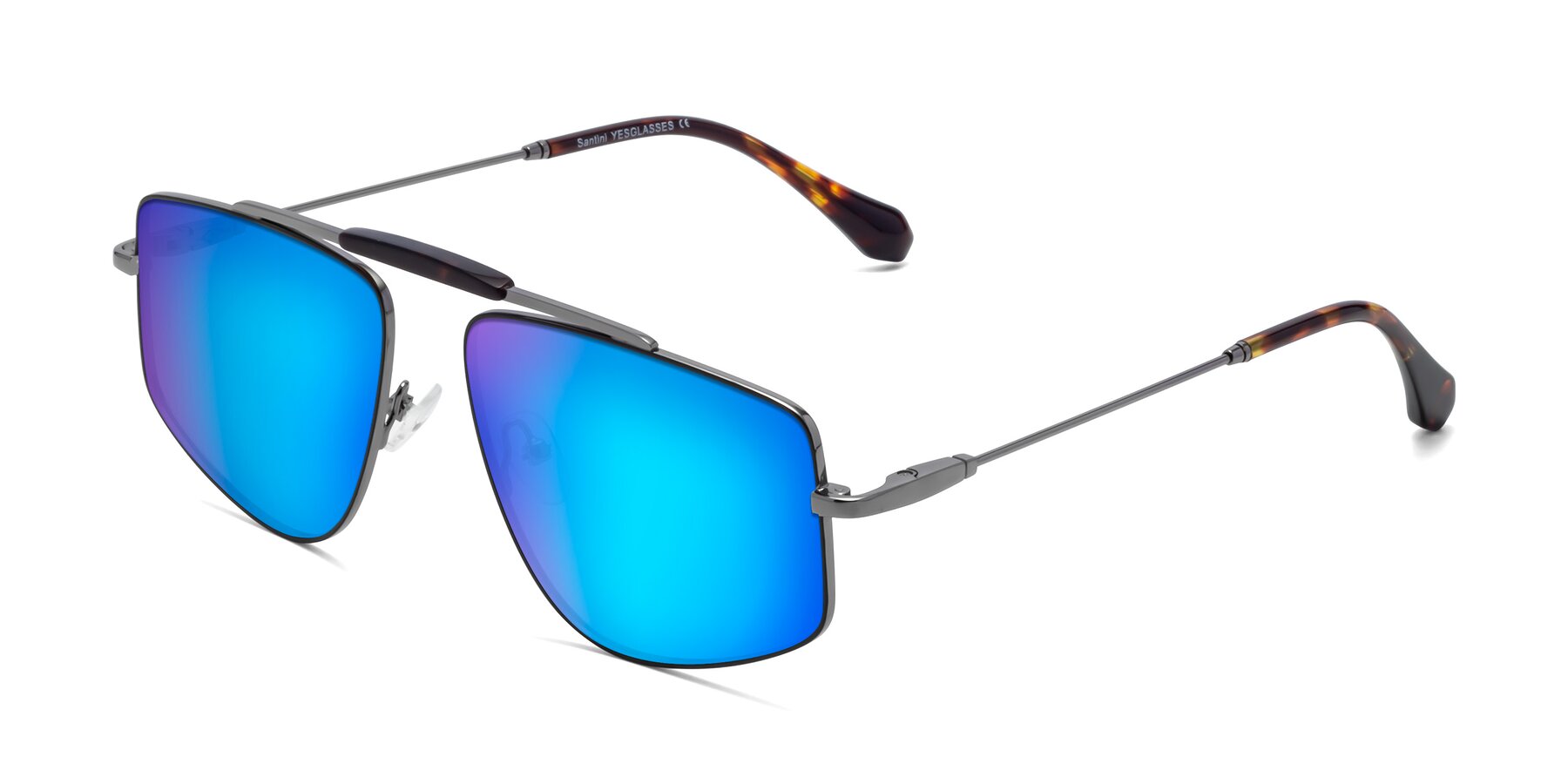 Angle of Santini in Black-Gunmetal with Blue Mirrored Lenses