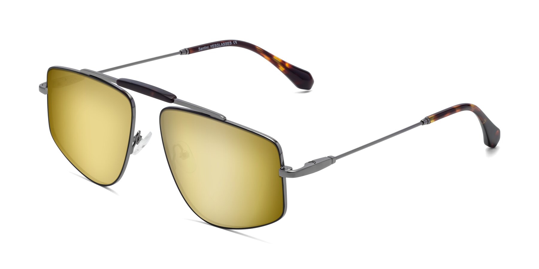 Angle of Santini in Black-Gunmetal with Gold Mirrored Lenses
