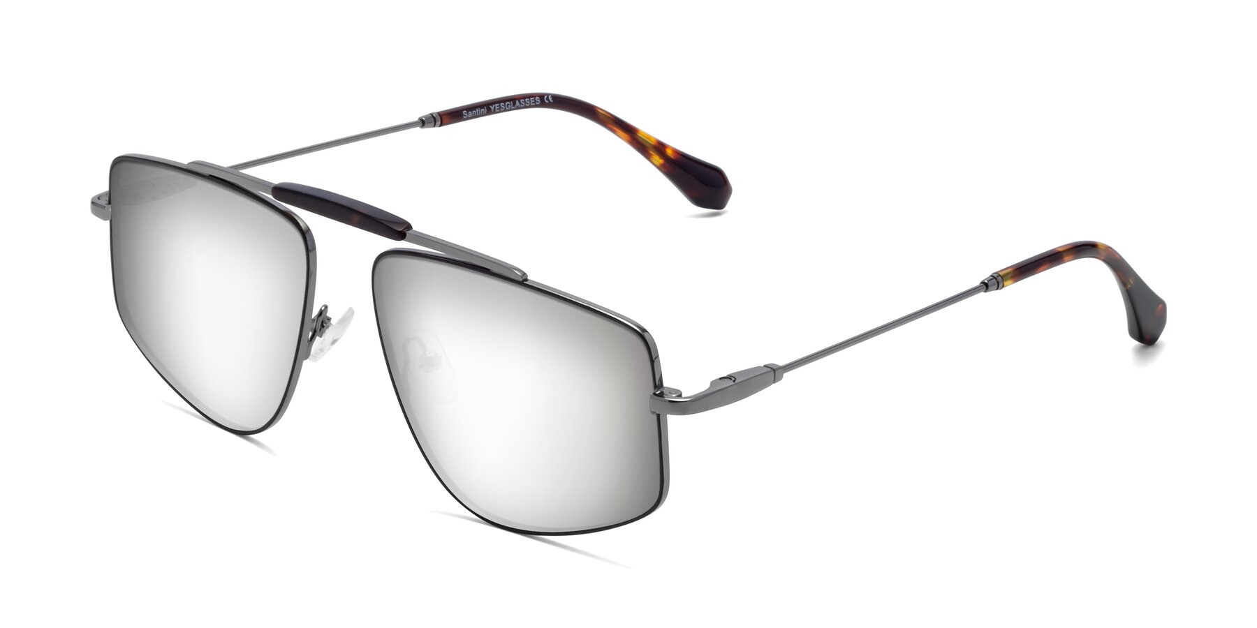 Angle of Santini in Black-Gunmetal with Silver Mirrored Lenses