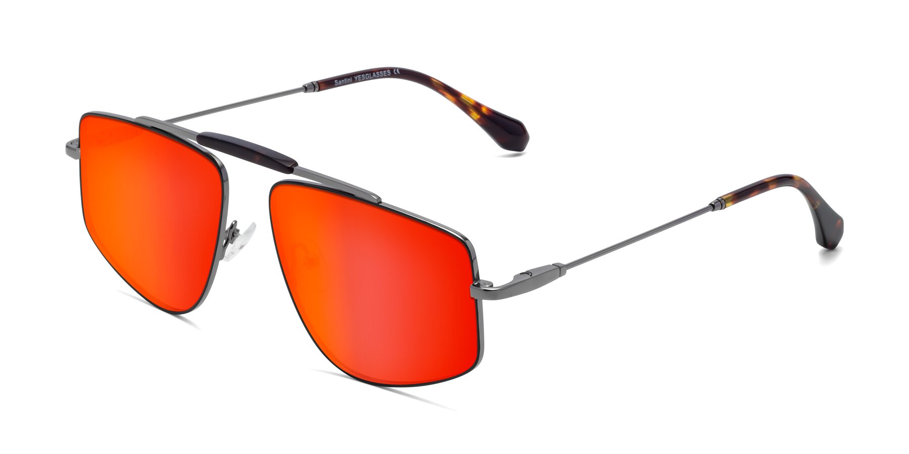 Angle of Santini in Black-Gunmetal with Red Gold Mirrored Lenses