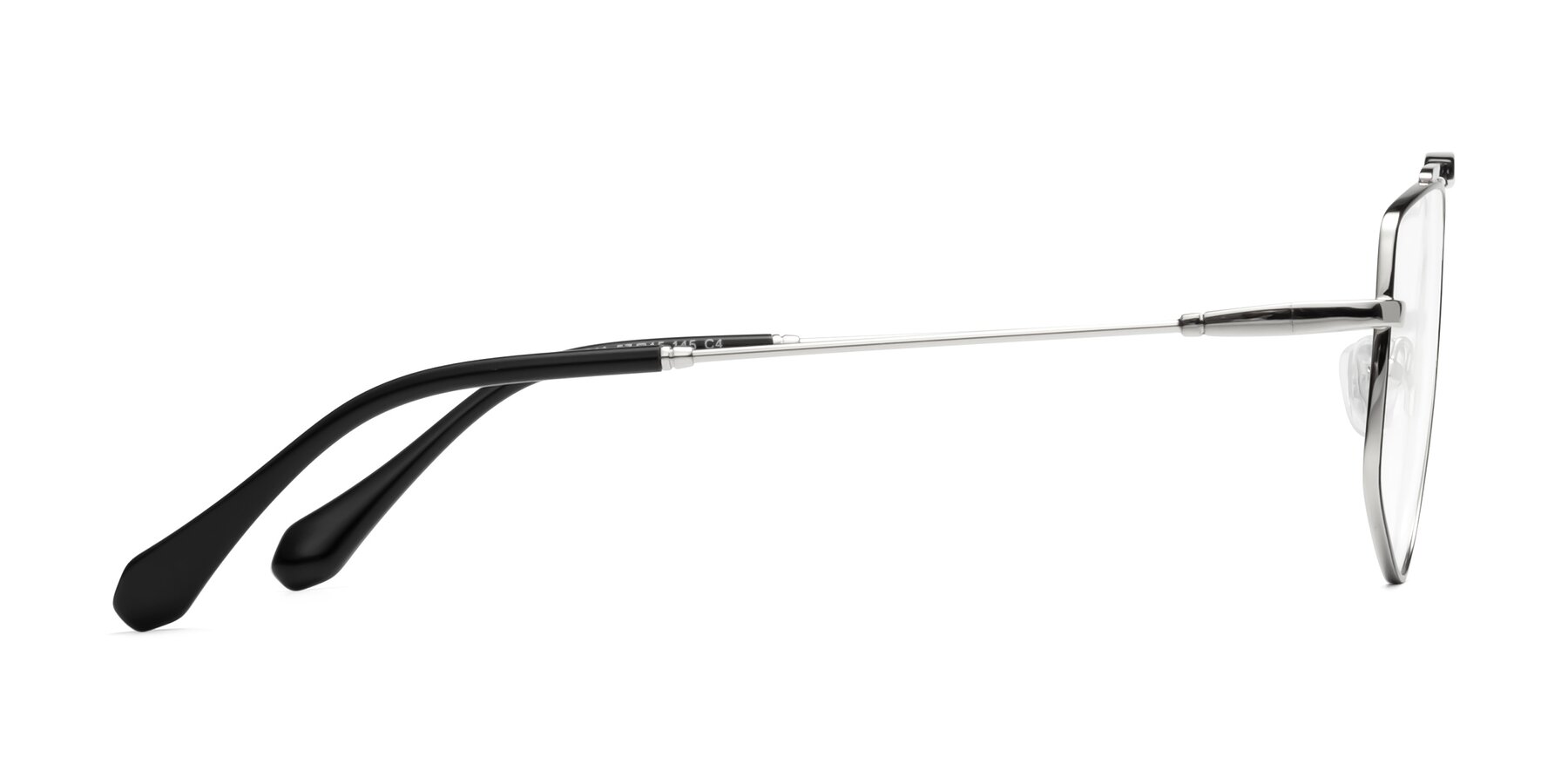 Side of Santini in Black-Silver with Clear Reading Eyeglass Lenses