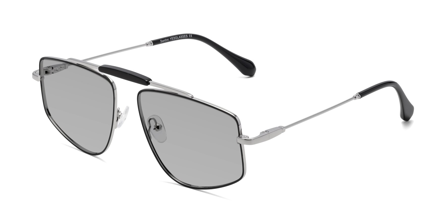Angle of Santini in Black-Silver with Light Gray Tinted Lenses