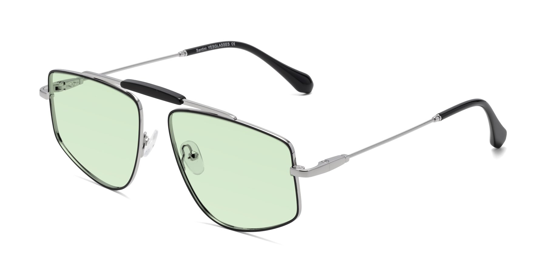 Angle of Santini in Black-Silver with Light Green Tinted Lenses