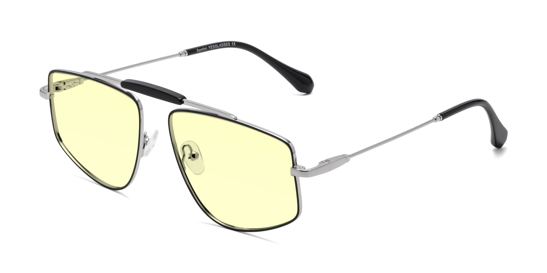 Angle of Santini in Black-Silver with Light Yellow Tinted Lenses