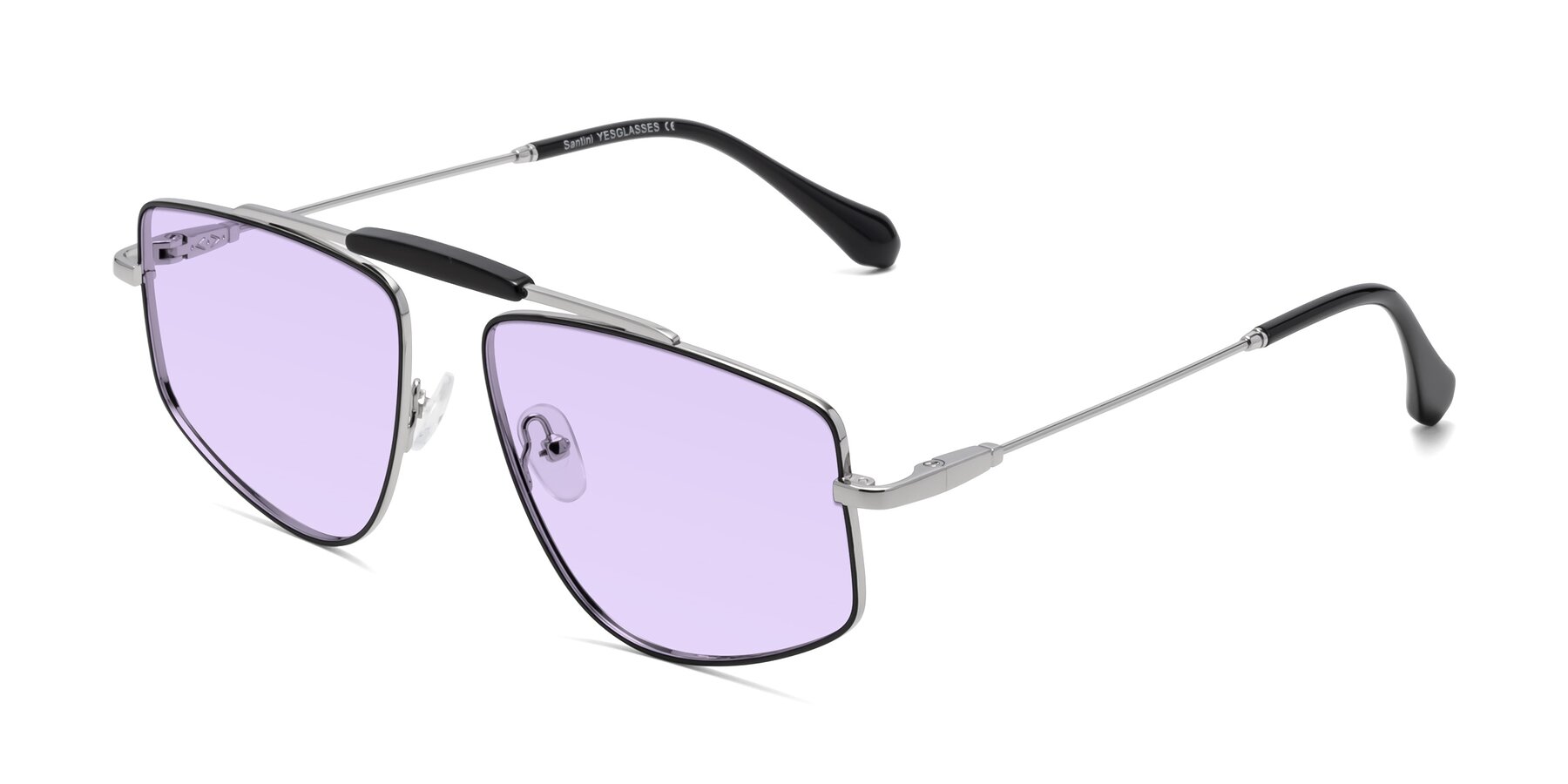 Angle of Santini in Black-Silver with Light Purple Tinted Lenses