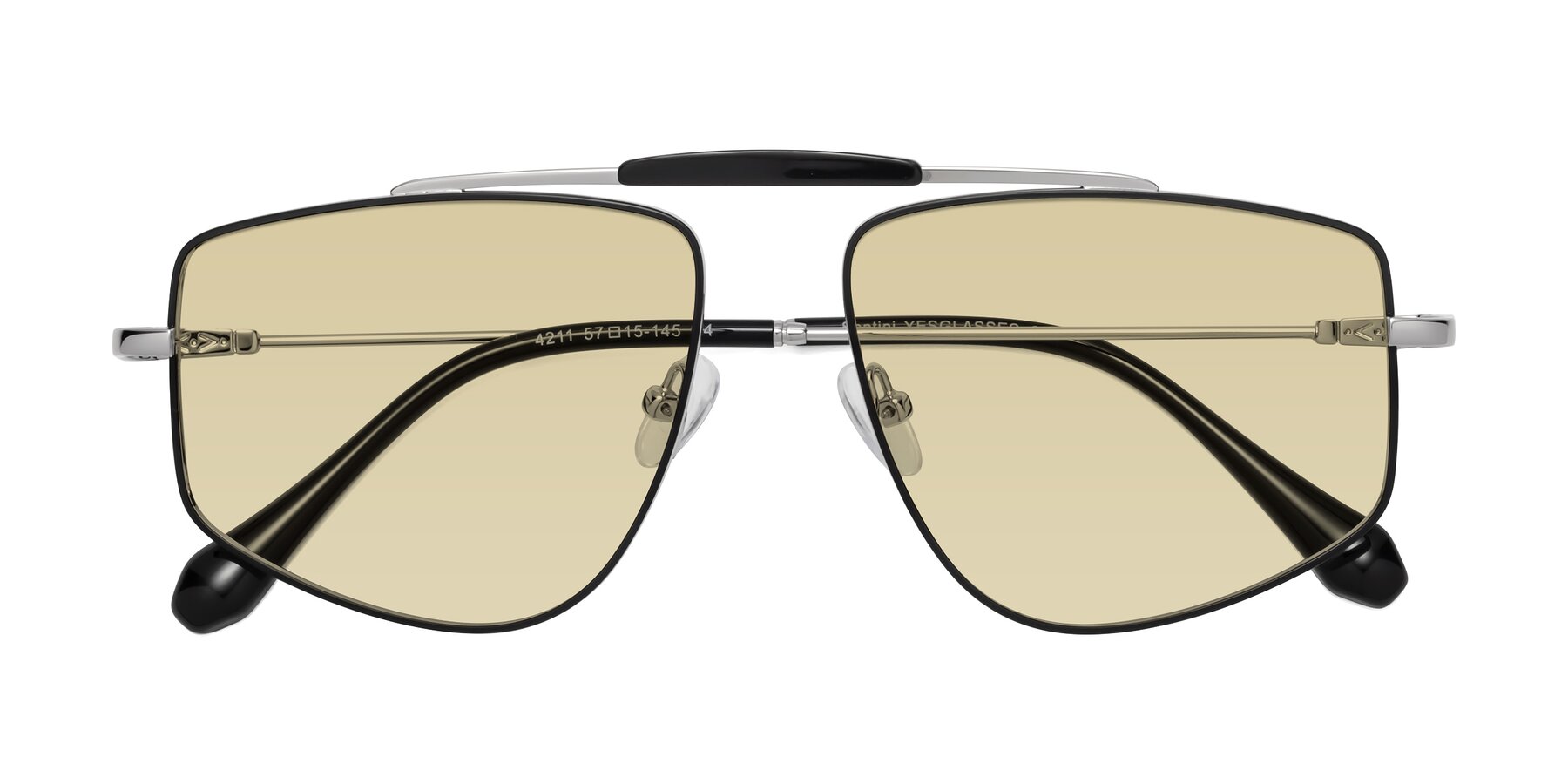 Folded Front of Santini in Black-Silver with Light Champagne Tinted Lenses