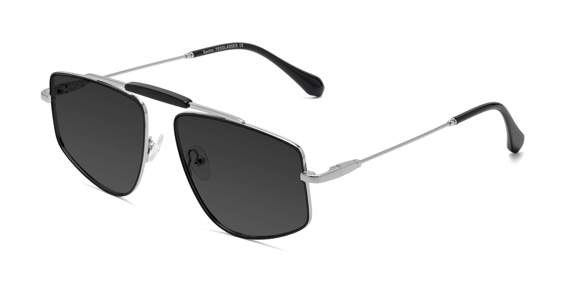 Angle of Santini in Black-Silver with Gray Tinted Lenses