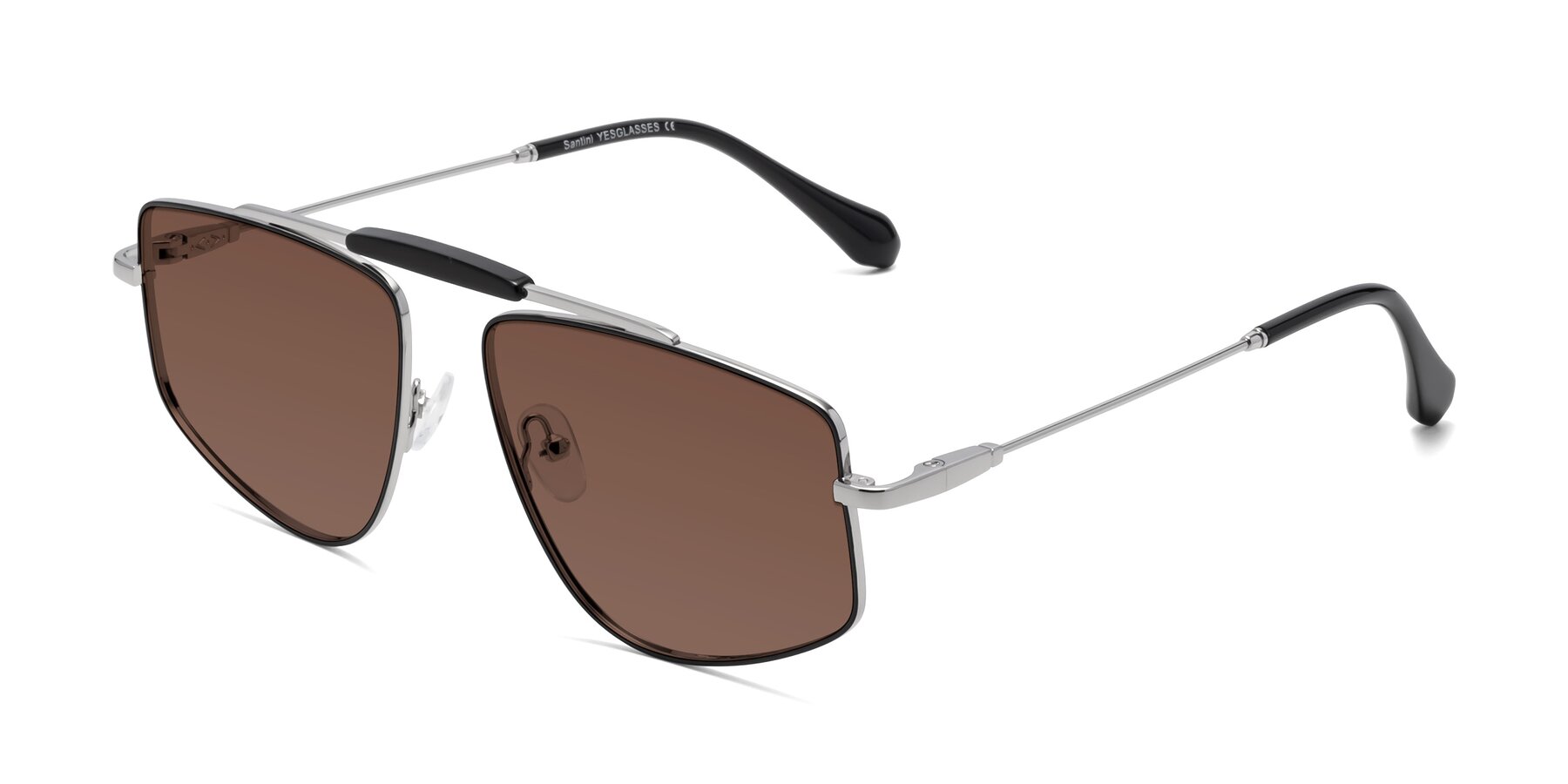 Angle of Santini in Black-Silver with Brown Tinted Lenses