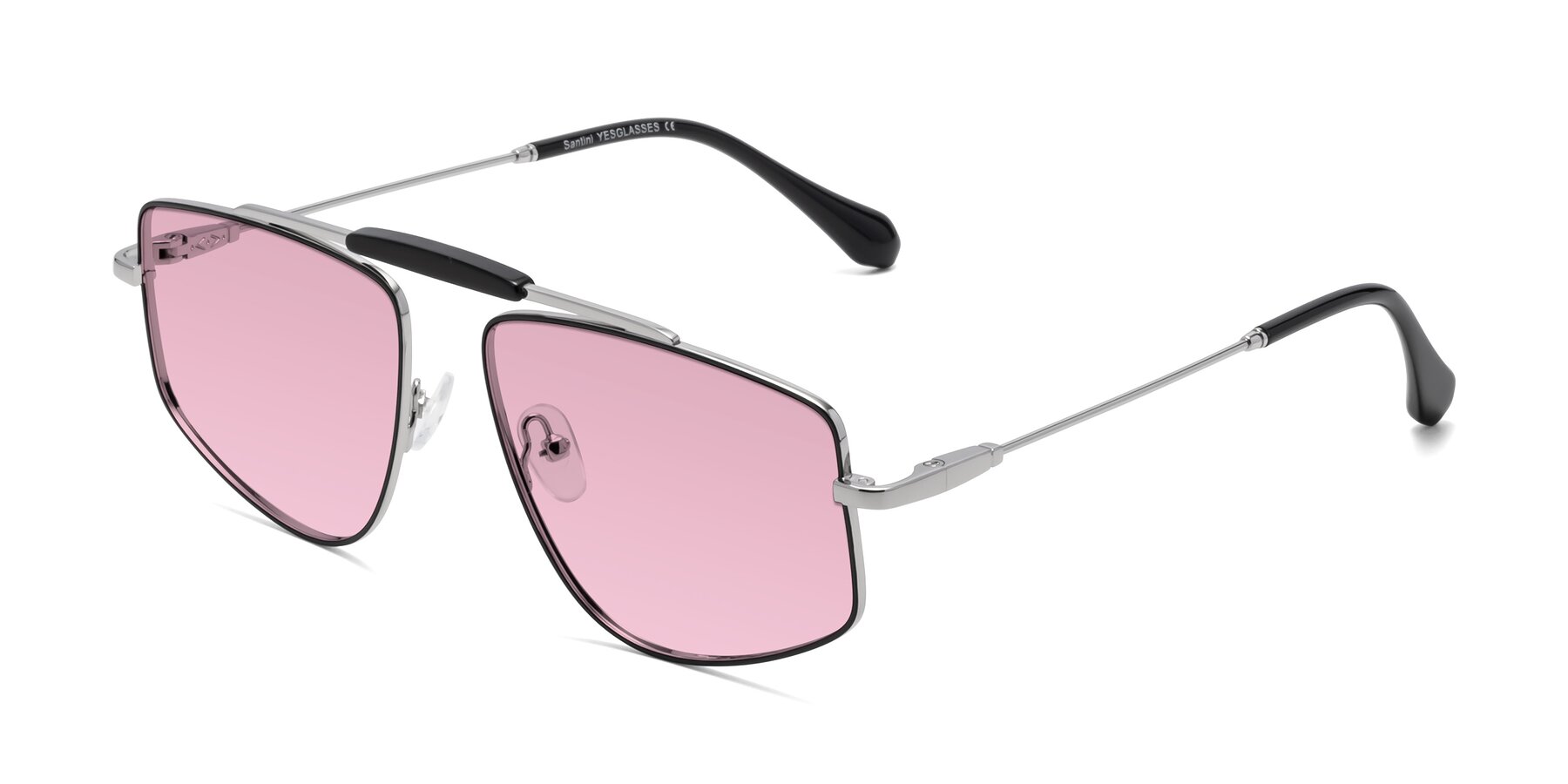 Angle of Santini in Black-Silver with Light Wine Tinted Lenses