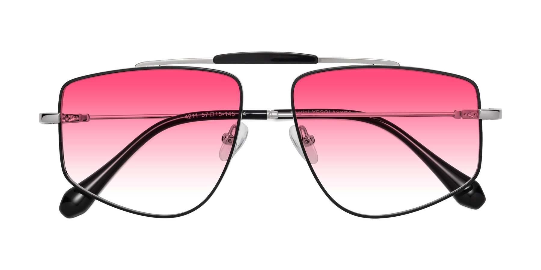 Folded Front of Santini in Black-Silver with Pink Gradient Lenses