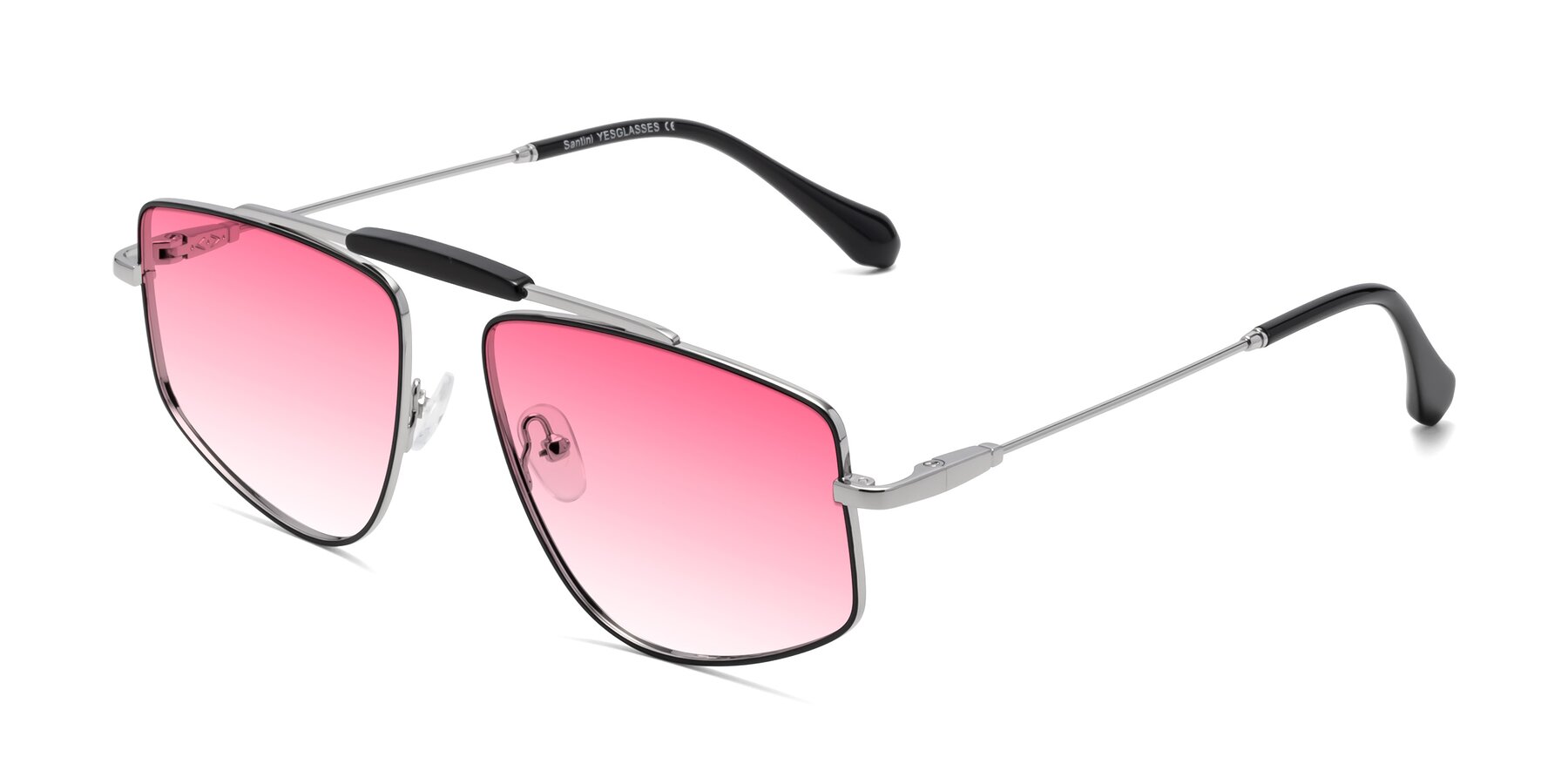 Angle of Santini in Black-Silver with Pink Gradient Lenses