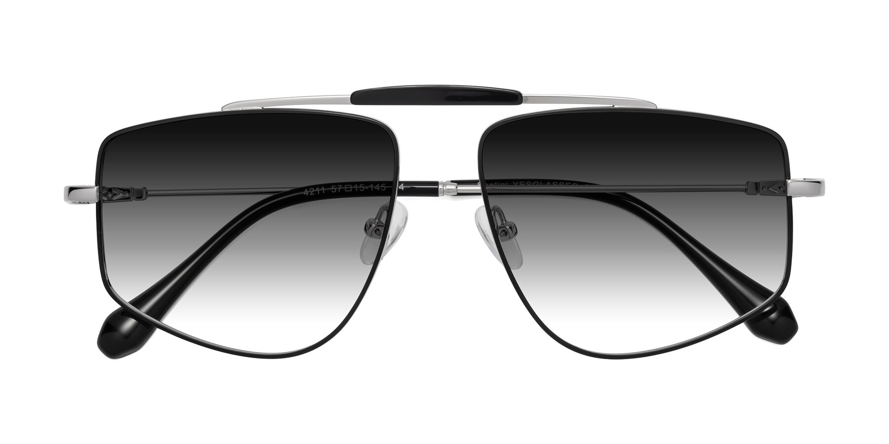 Folded Front of Santini in Black-Silver with Gray Gradient Lenses
