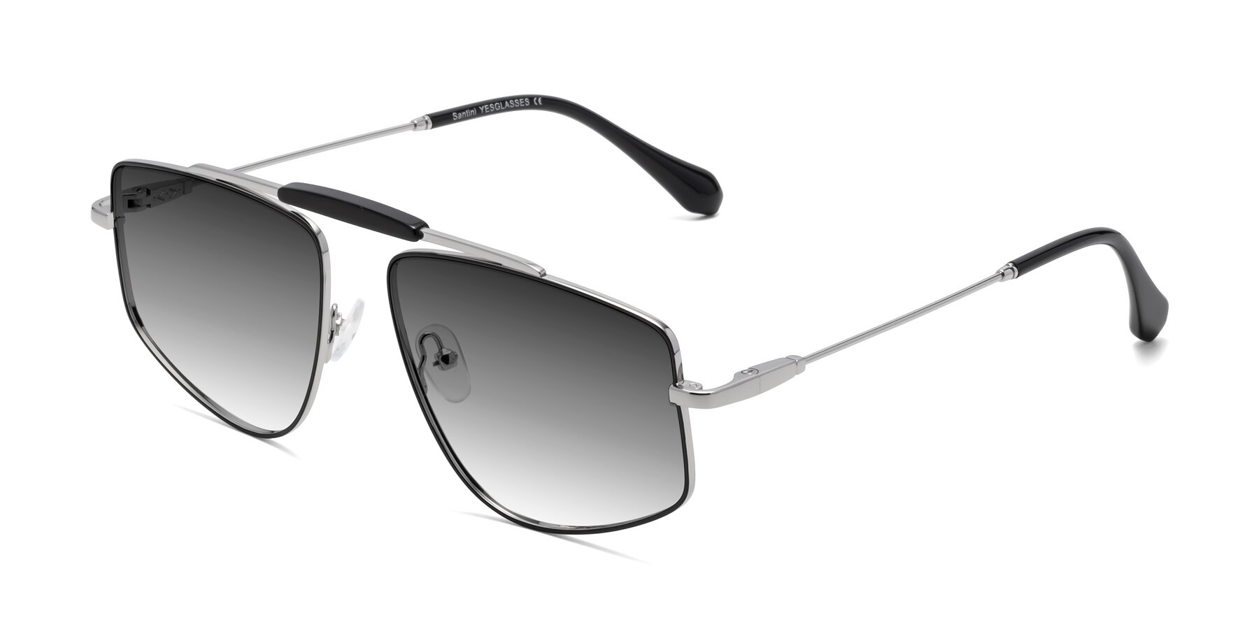 Angle of Santini in Black-Silver with Gray Gradient Lenses