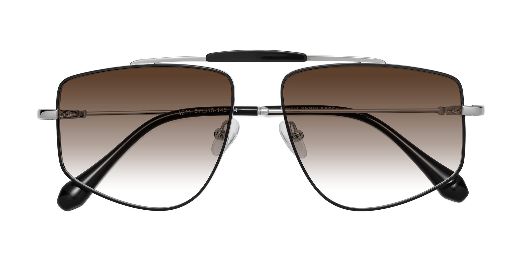 Folded Front of Santini in Black-Silver with Brown Gradient Lenses