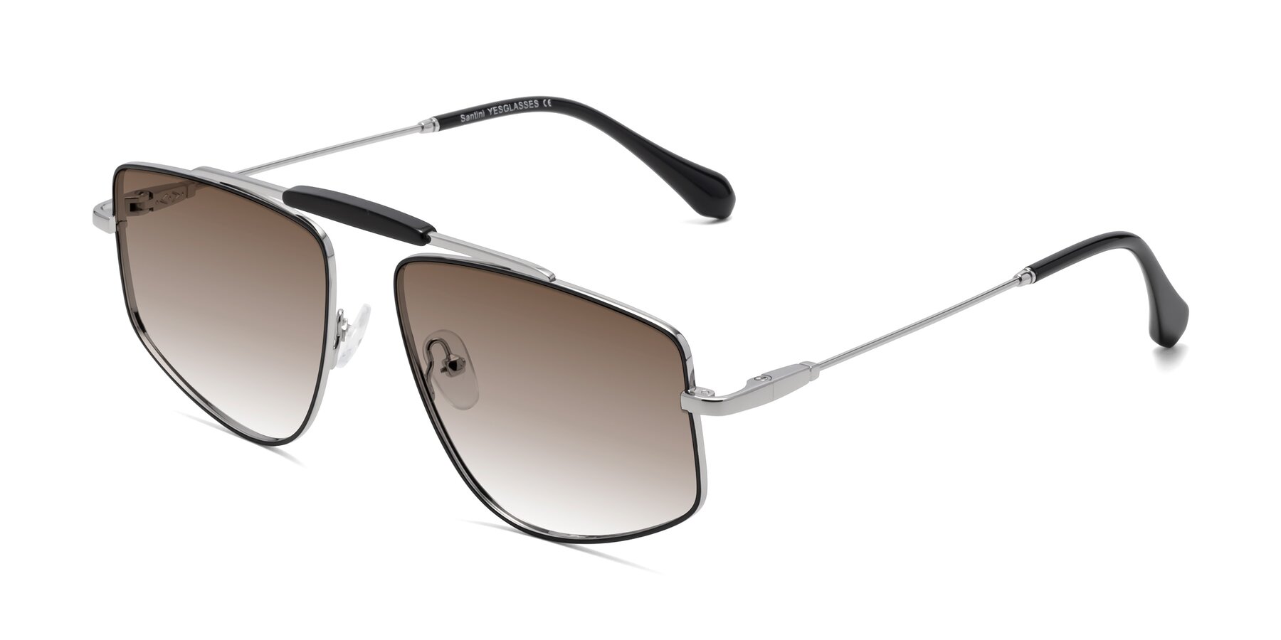 Angle of Santini in Black-Silver with Brown Gradient Lenses