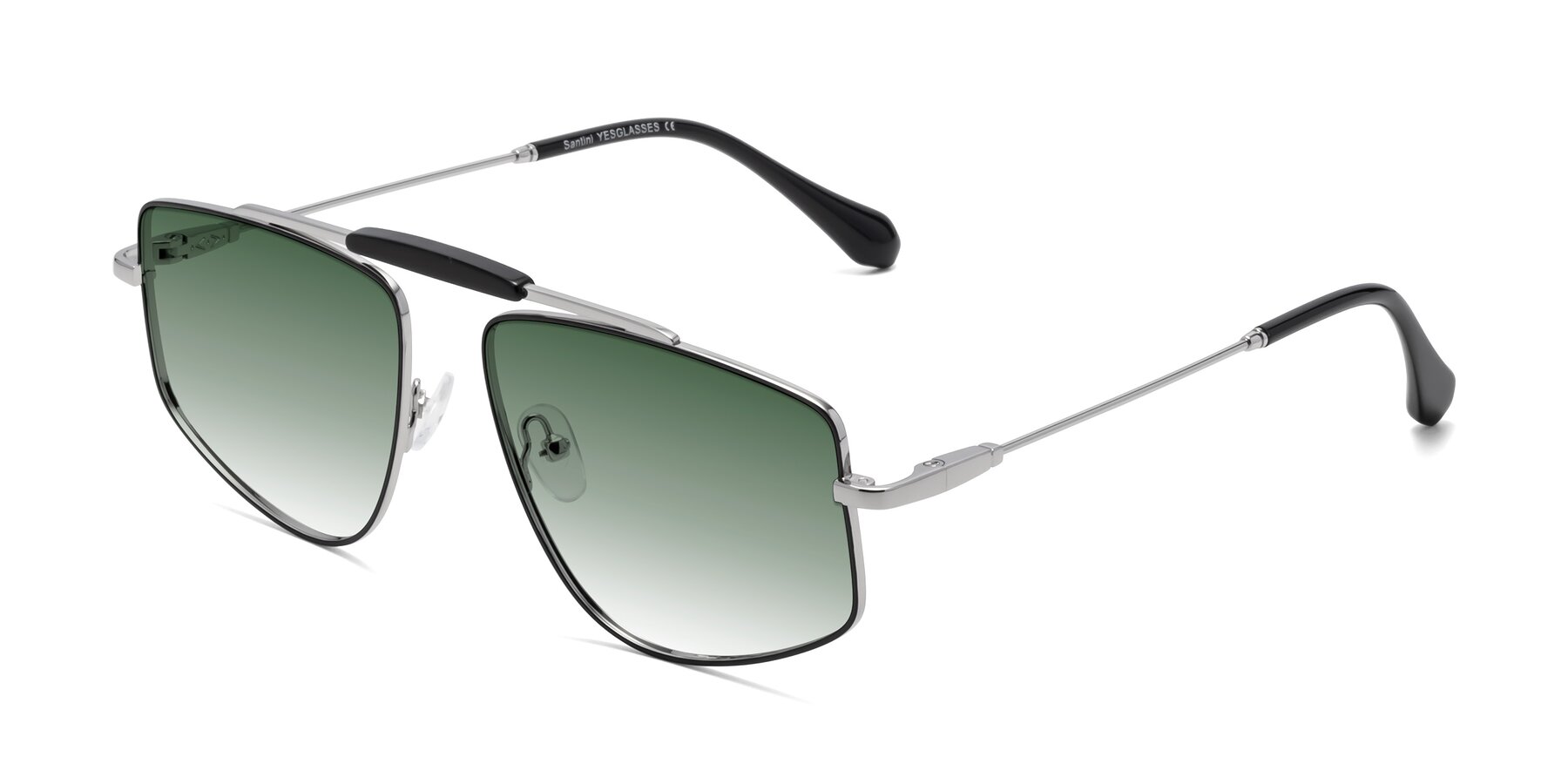 Angle of Santini in Black-Silver with Green Gradient Lenses