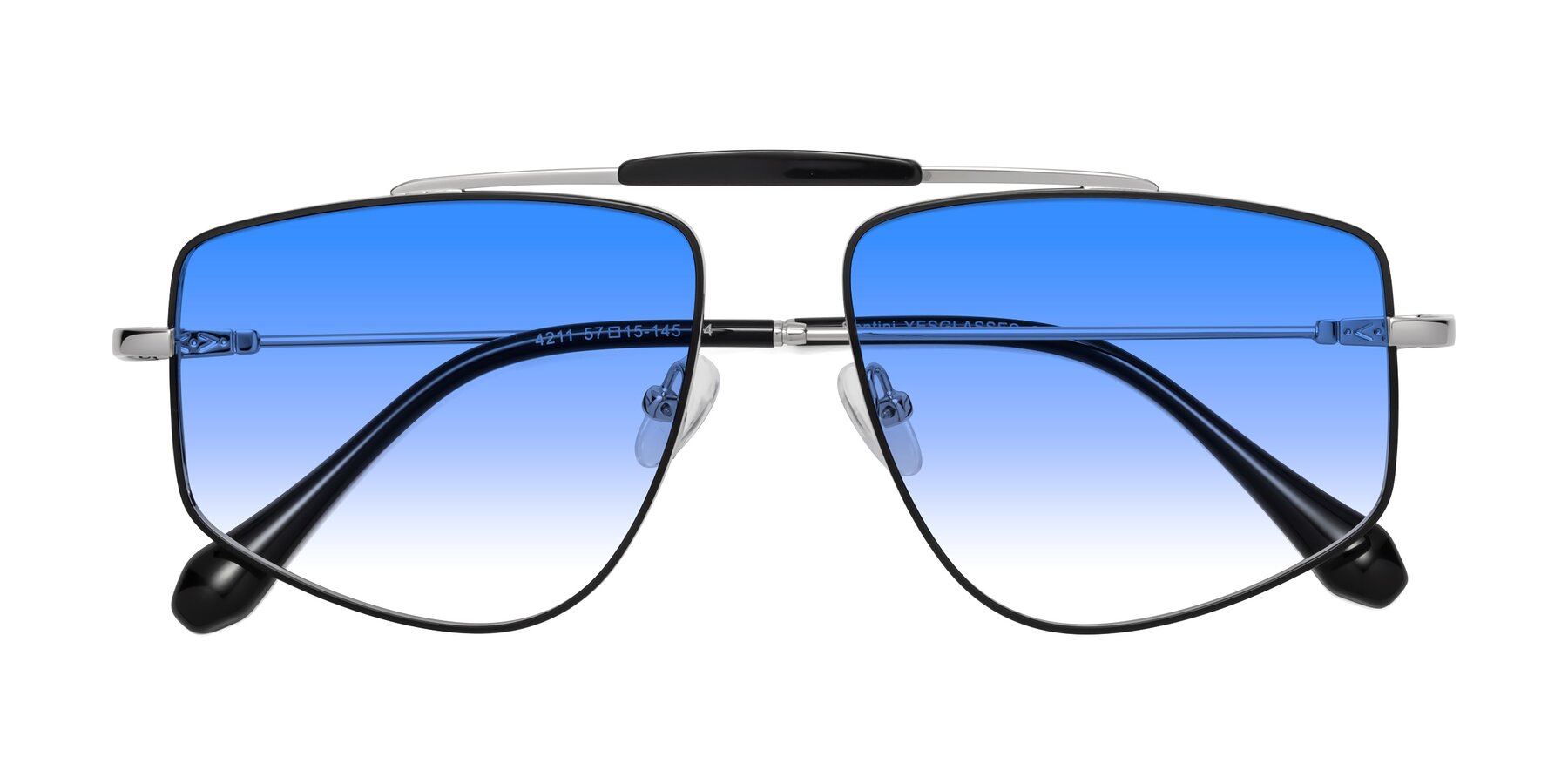 Folded Front of Santini in Black-Silver with Blue Gradient Lenses