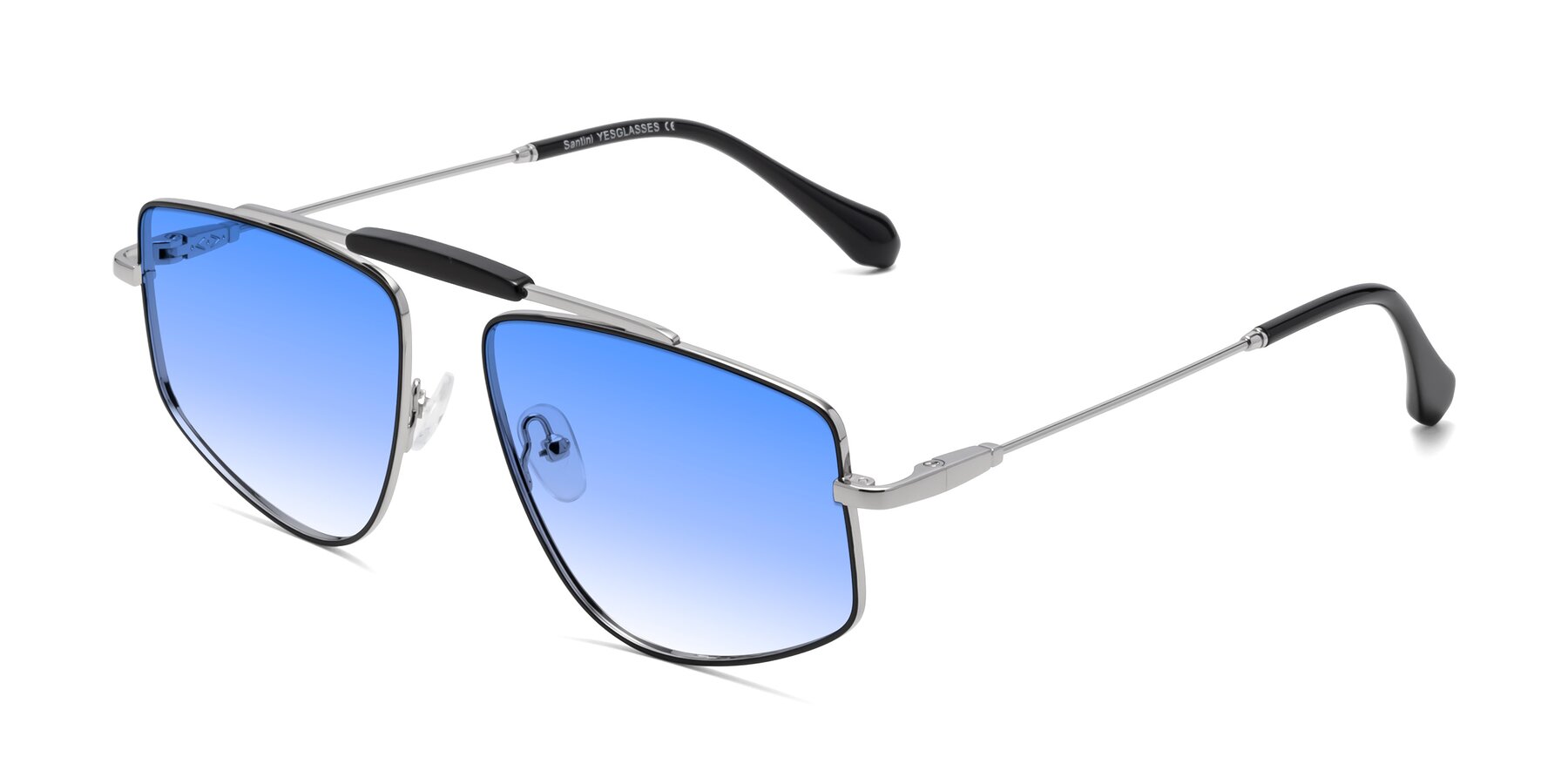 Angle of Santini in Black-Silver with Blue Gradient Lenses