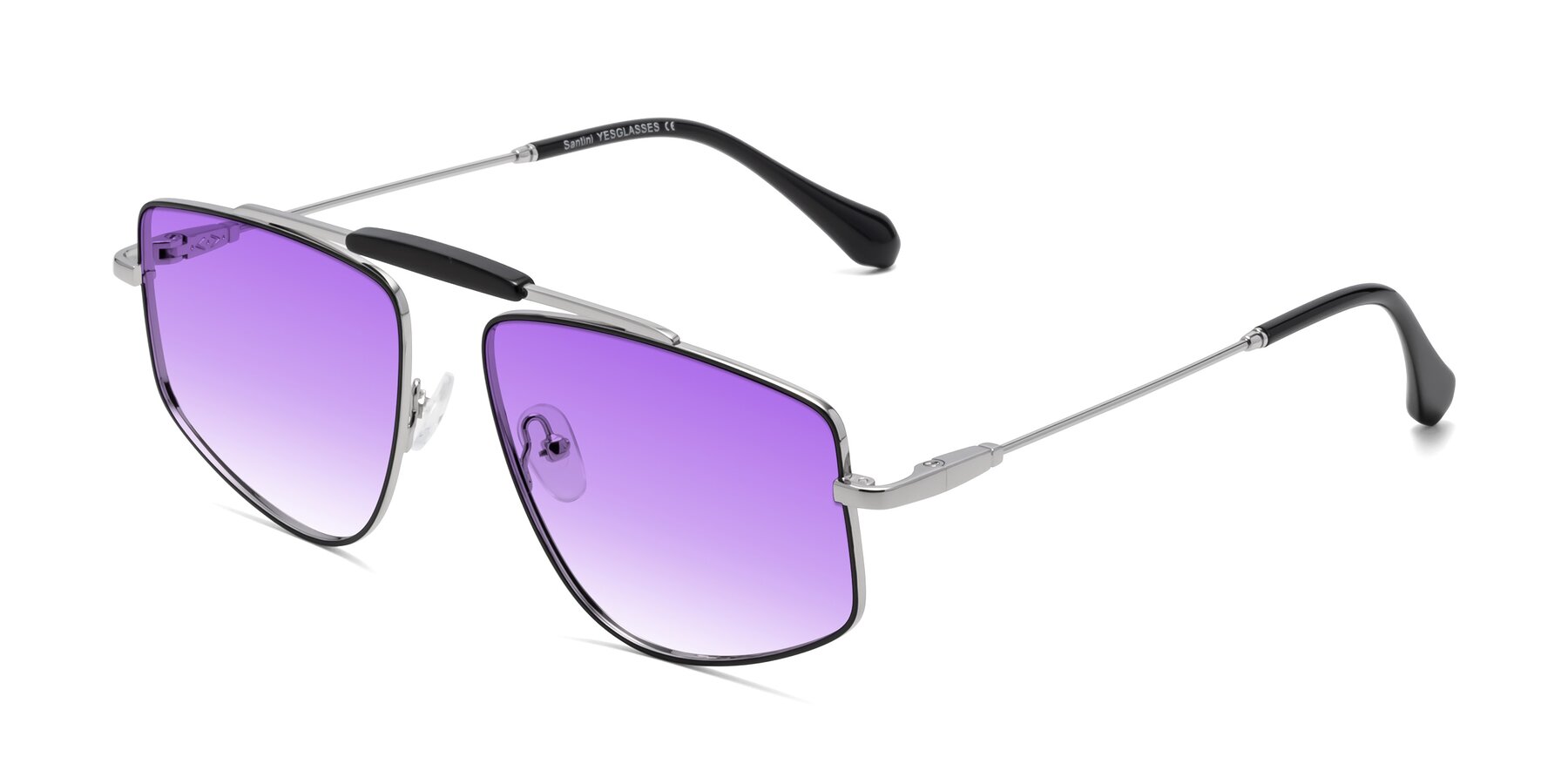 Angle of Santini in Black-Silver with Purple Gradient Lenses