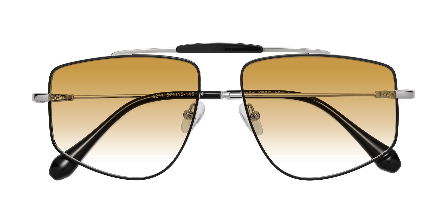 Folded Front of Santini in Black-Silver with Champagne Gradient Lenses