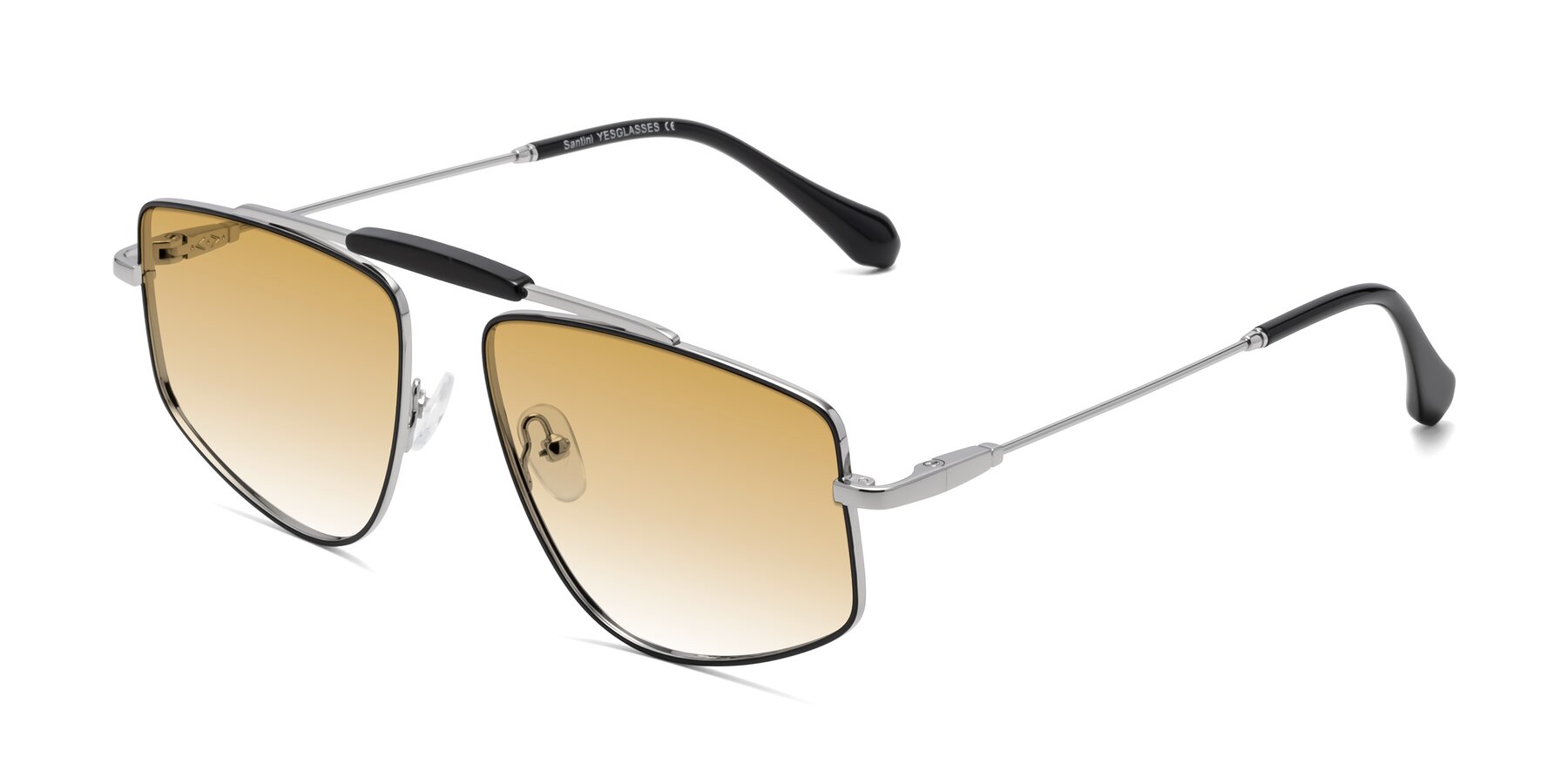 Angle of Santini in Black-Silver with Champagne Gradient Lenses