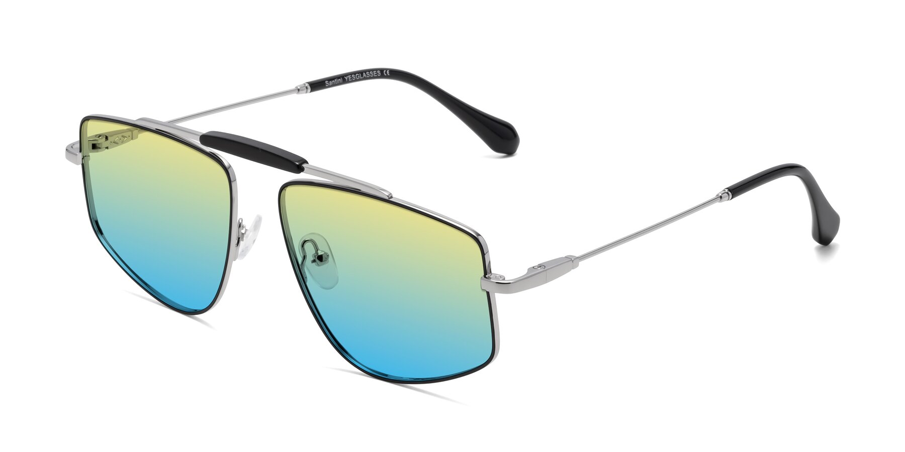 Angle of Santini in Black-Silver with Yellow / Blue Gradient Lenses