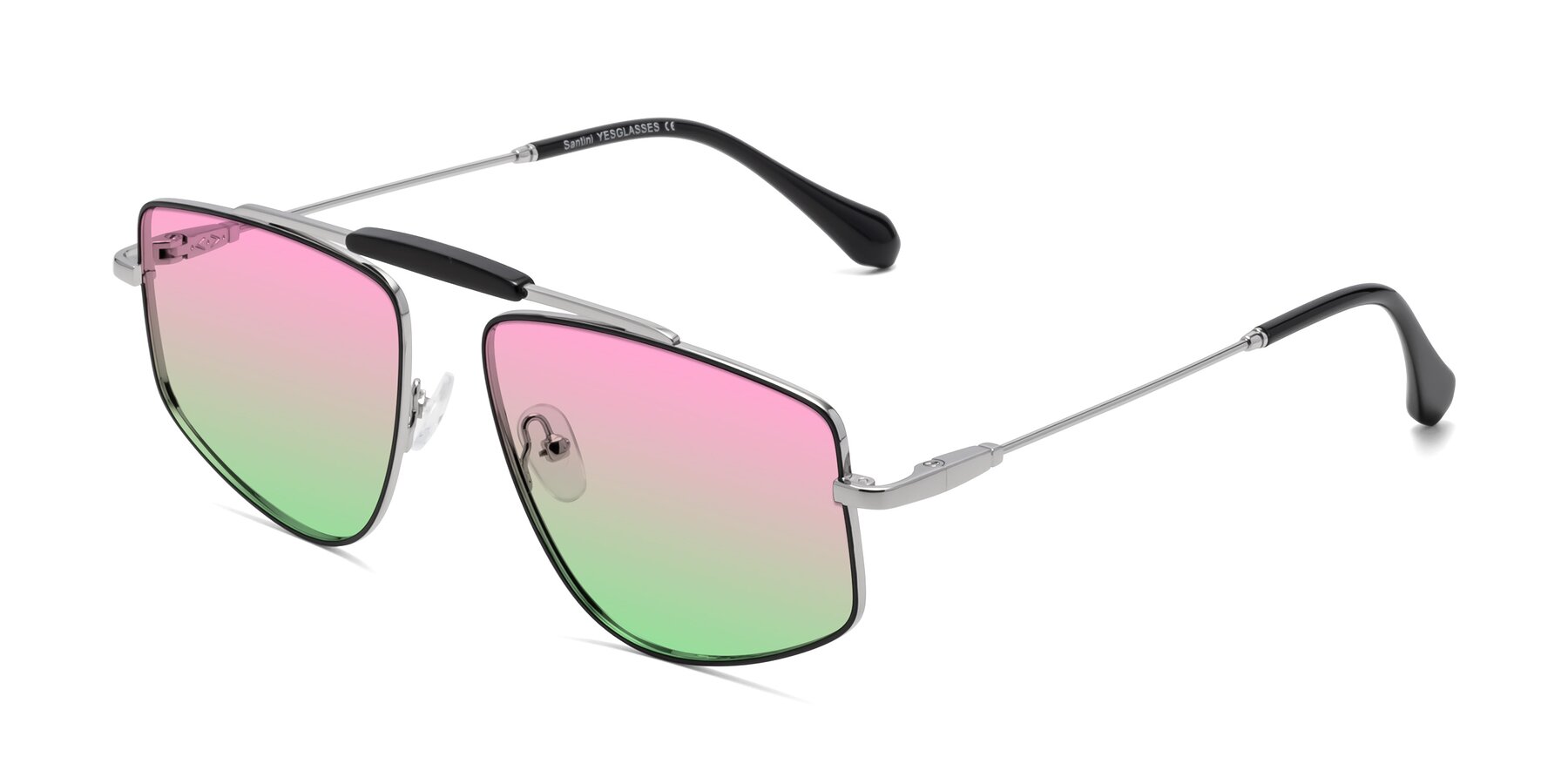 Angle of Santini in Black-Silver with Pink / Green Gradient Lenses