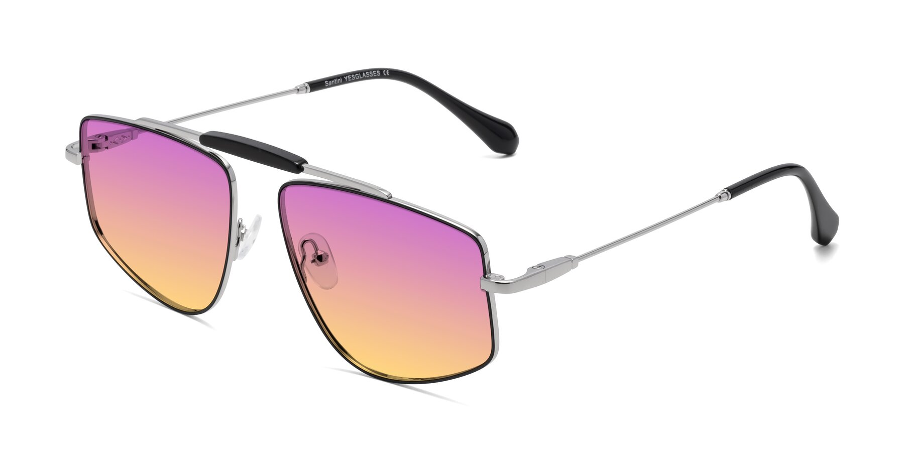 Angle of Santini in Black-Silver with Purple / Yellow Gradient Lenses