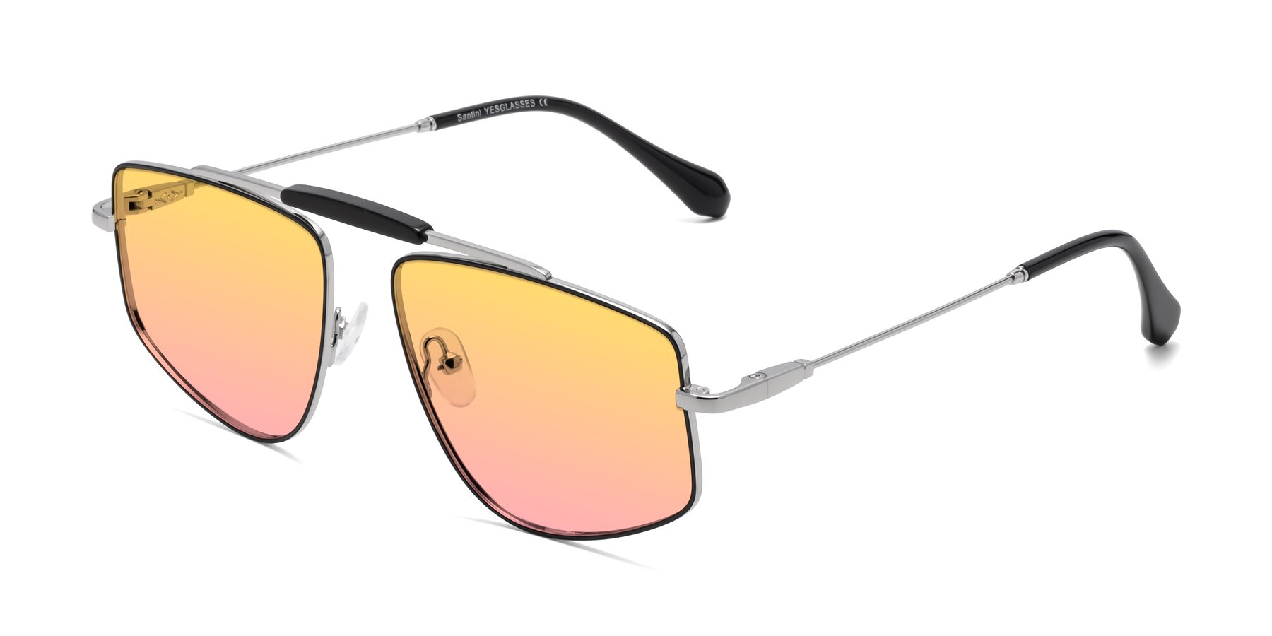 Angle of Santini in Black-Silver with Yellow / Pink Gradient Lenses