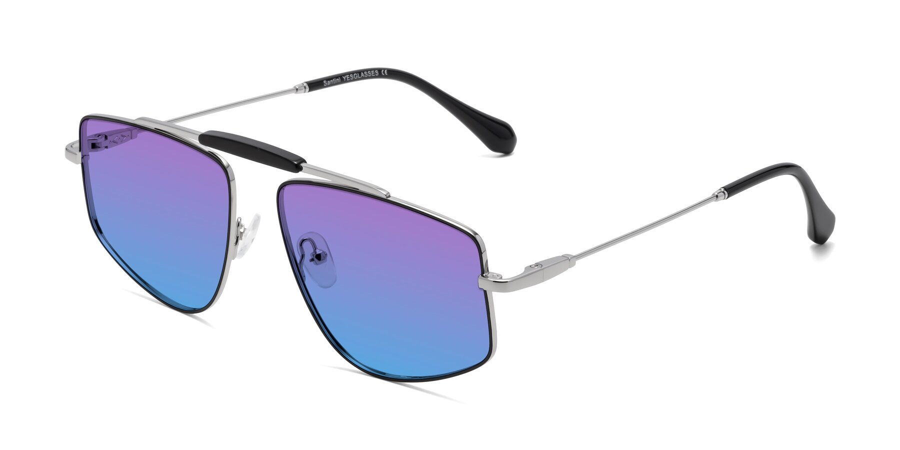 Angle of Santini in Black-Silver with Purple / Blue Gradient Lenses