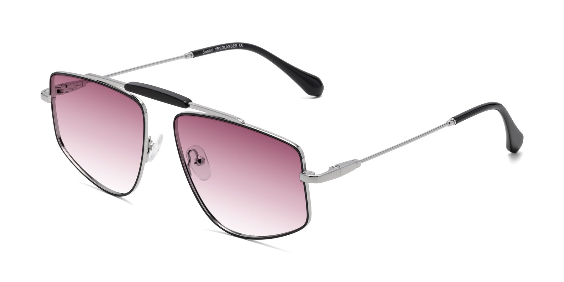 Angle of Santini in Black-Silver with Wine Gradient Lenses