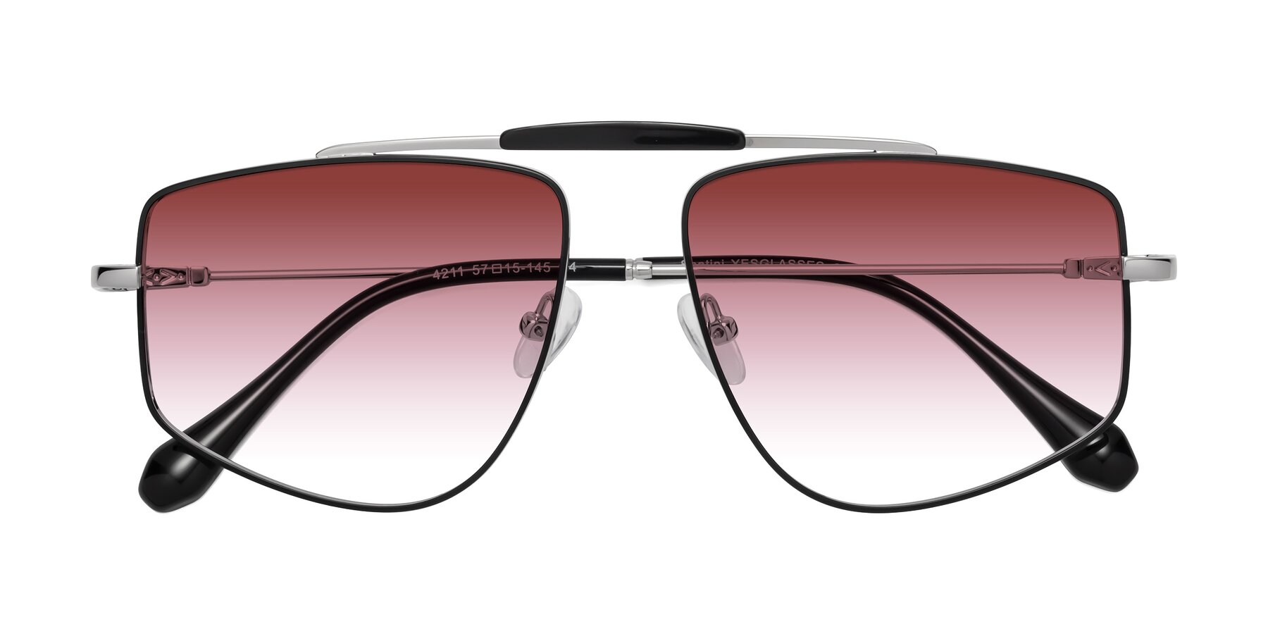 Folded Front of Santini in Black-Silver with Garnet Gradient Lenses